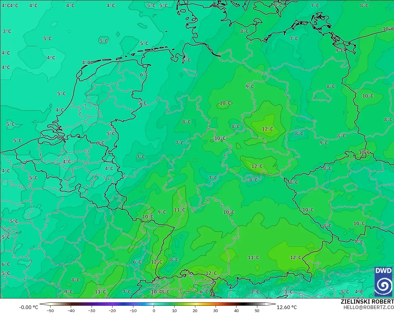 ICON modelo - Alemania, Temperatura a 850 hPa