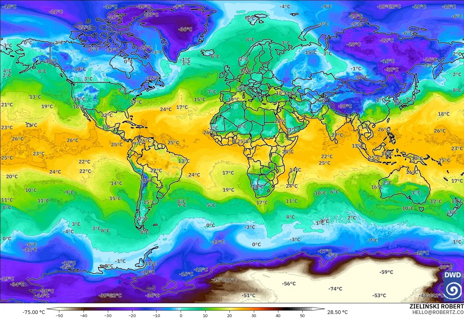 ICON modelo - Mundo, Punto de rocío a 2 m