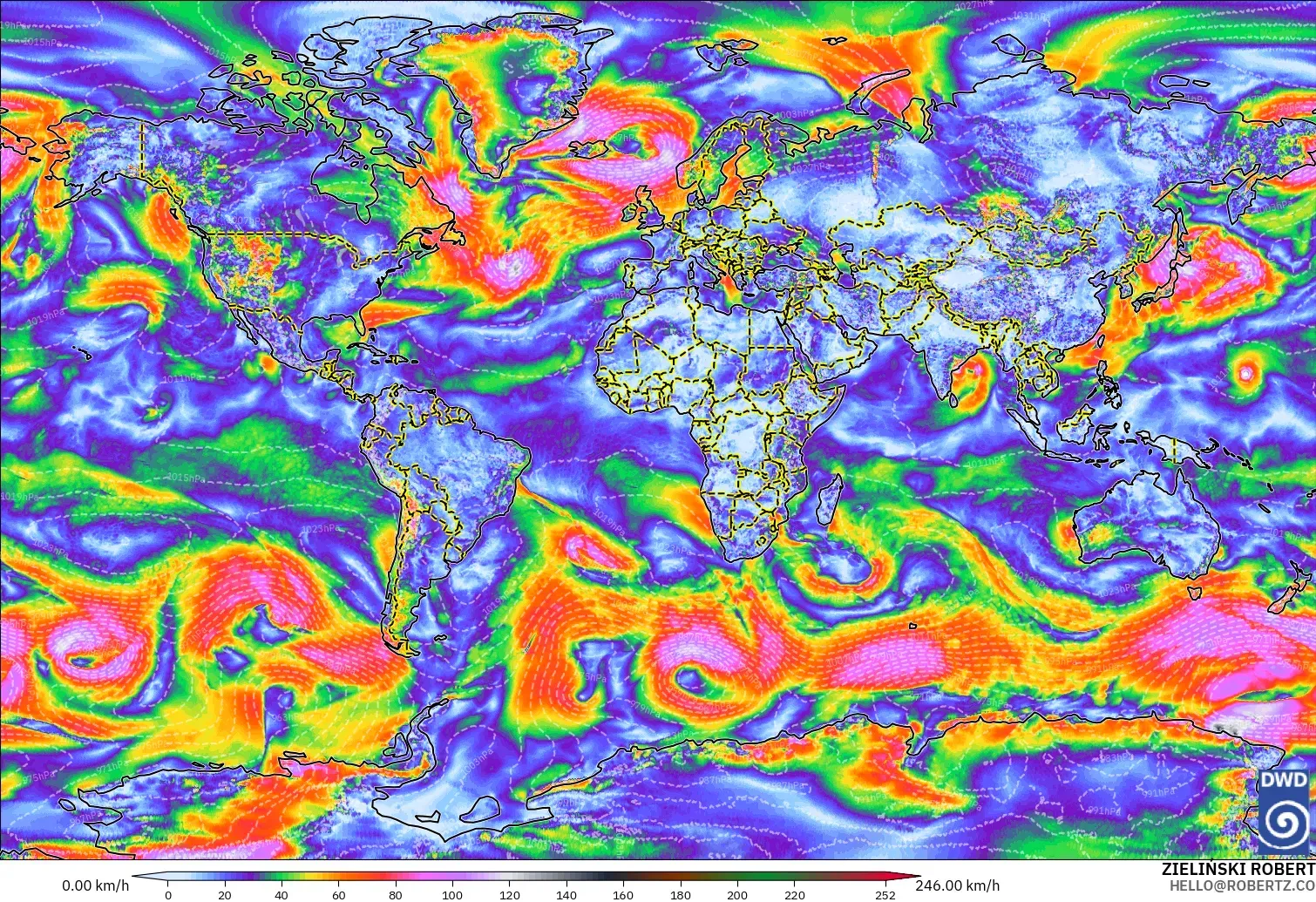 ICON modelo - Mundo, Ráfagas de Viento Máximas