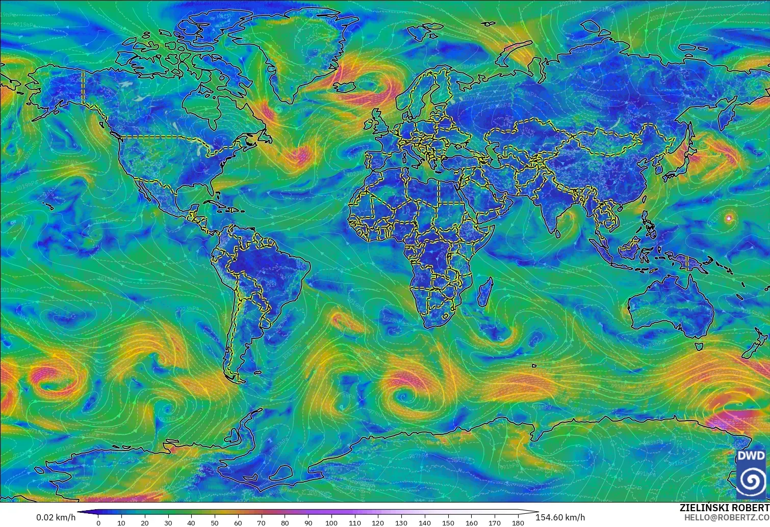 ICON modelo - Mundo, Viento a 10 m