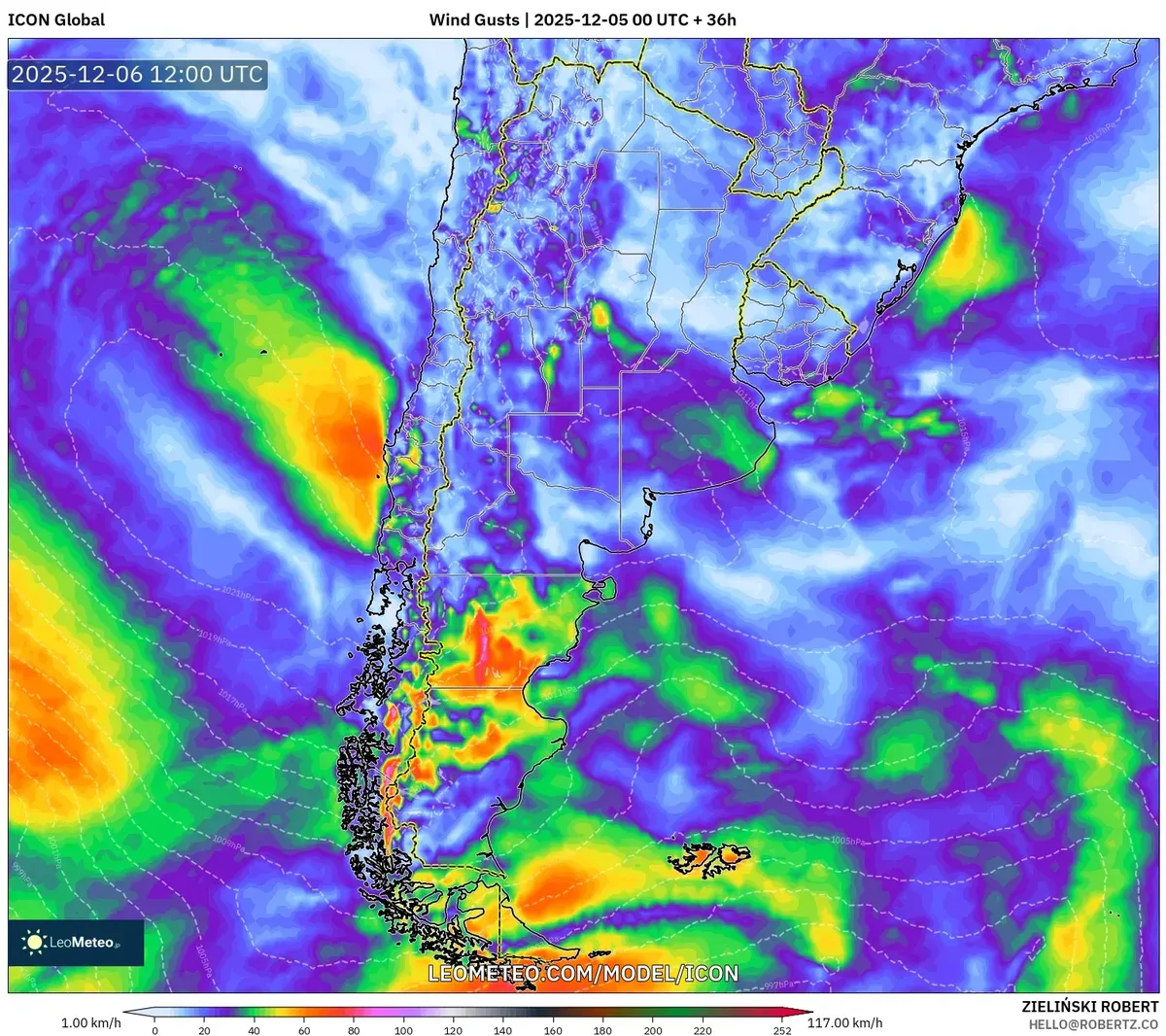 Mapa de Ráfagas de Viento 2025-12-06
