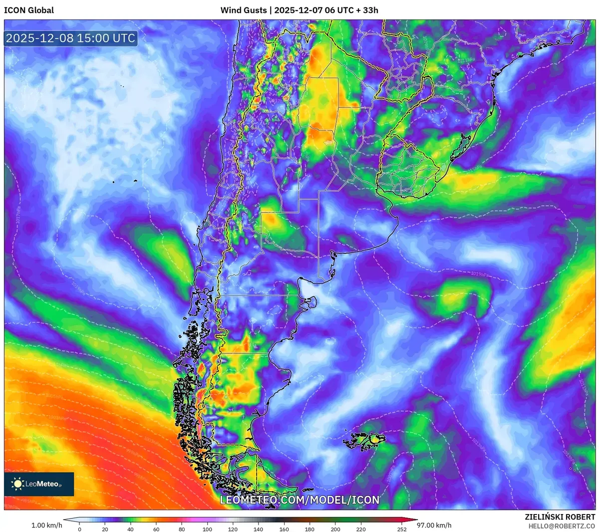 "Pronóstico de Ráfagas de Viento Fuerte 2025-12-07"