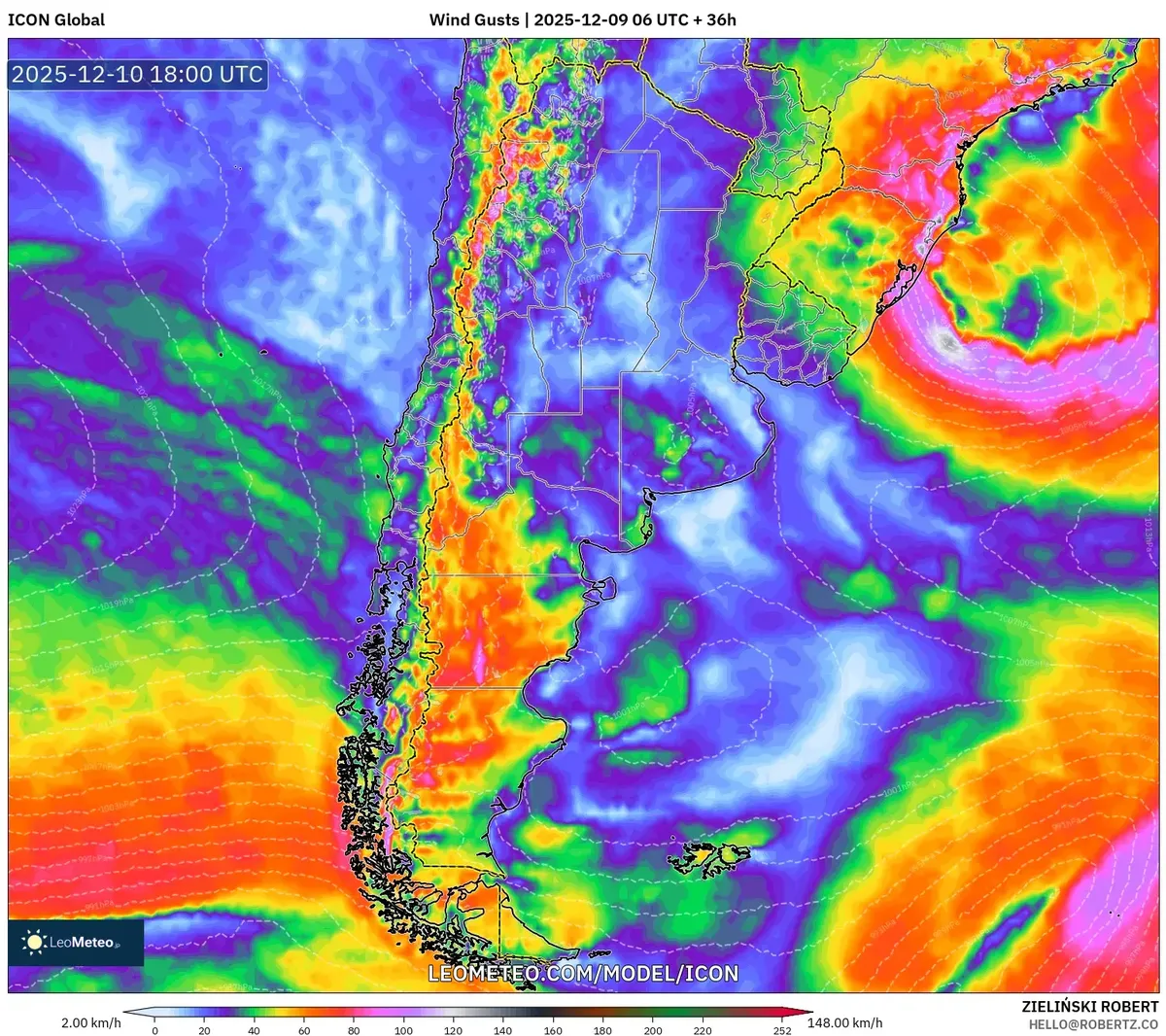2025-12-10 Argentina Mapa del clima de tormentas - Vientos extremos, lluvias intensas y fluctuaciones de temperatura