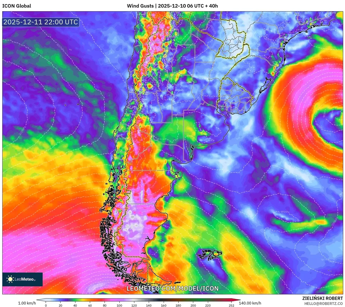 2025-12-10 Pronóstico de Ráfagas de Viento en Argentina – Vientos Fuertes de Hasta 140 km/h