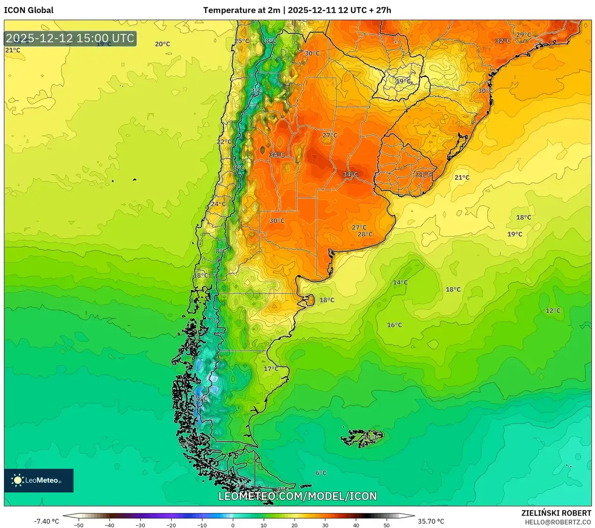 Argentina Heatwave Friday Temperature Map – Panorama de pronóstico 2025-12-11