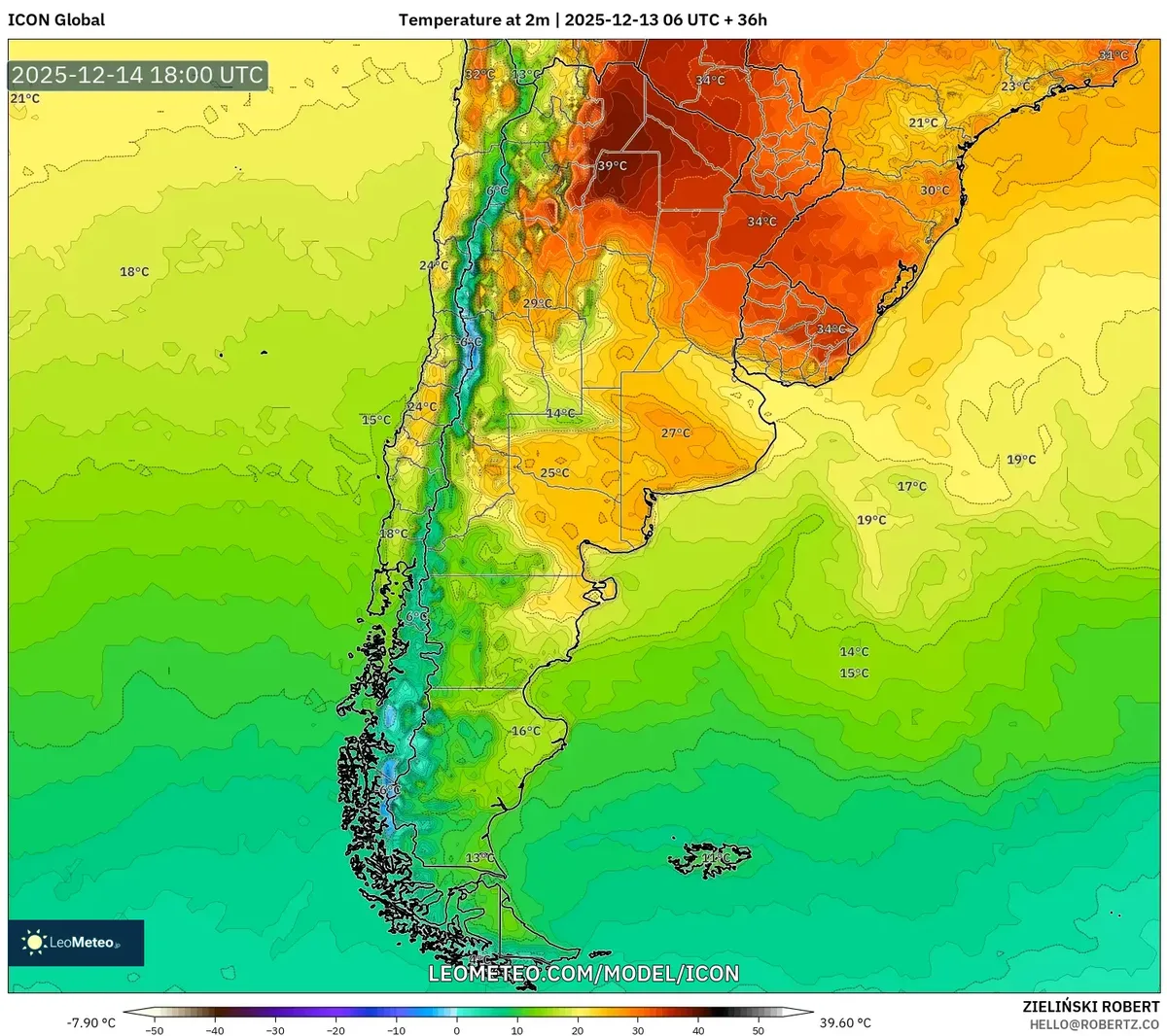2025-12-14 2m Argentina Temperatura