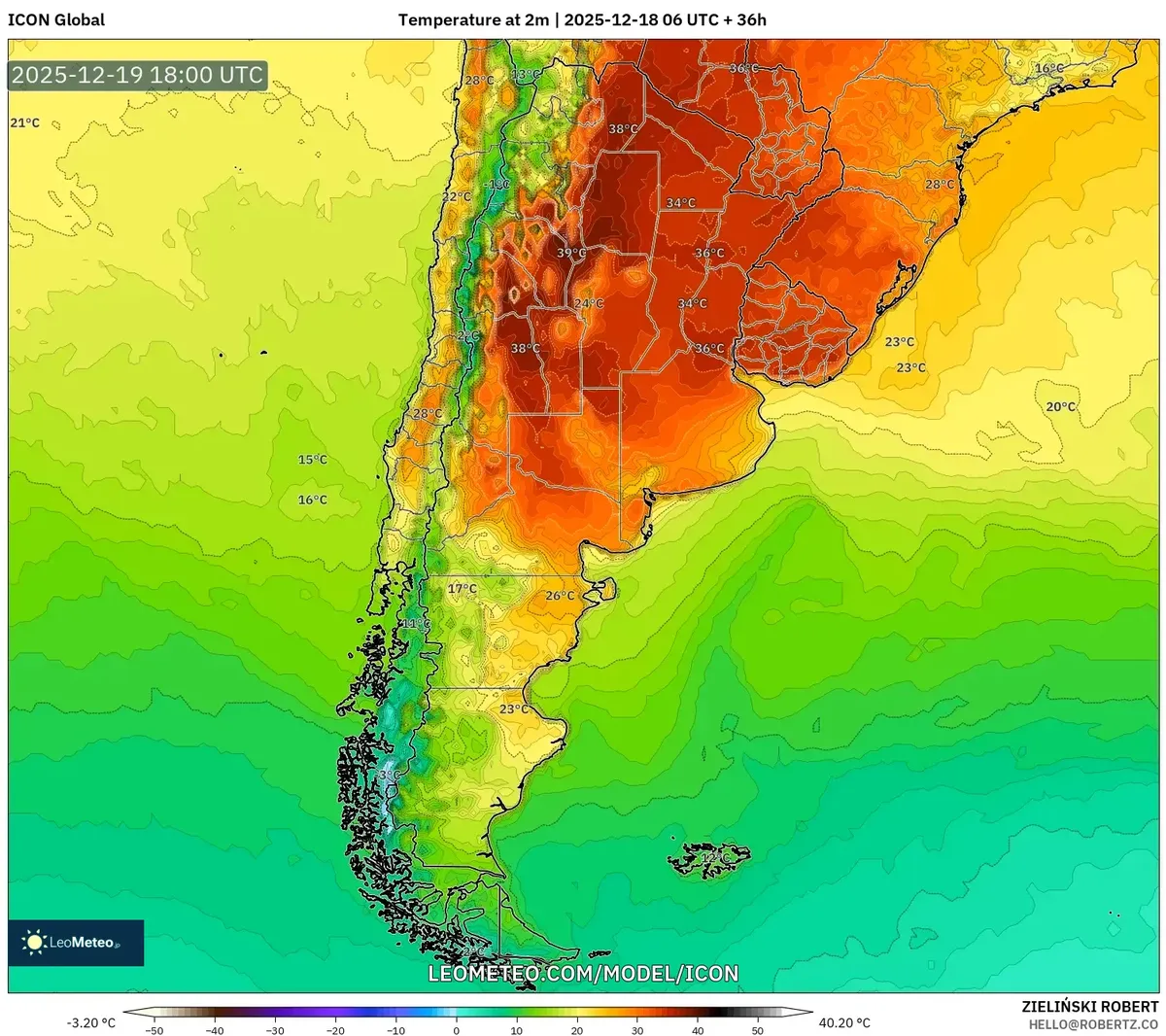 Argentina viernes 2025-12-18 Pronóstico de Temperatura: Calor Extremo en el Norte