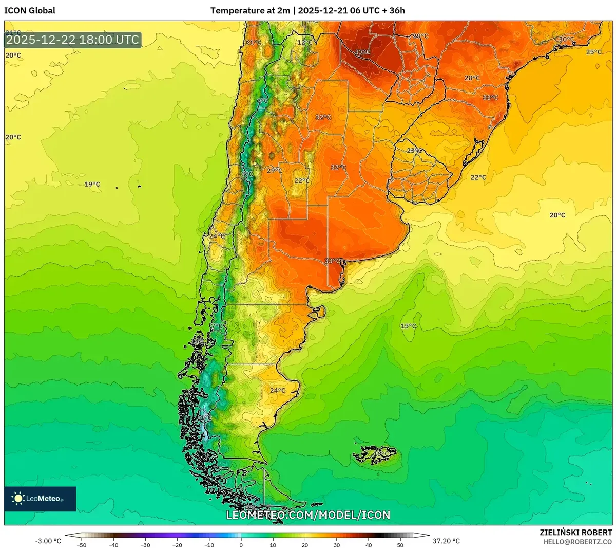 Temperatura el 22 de diciembre de 2025