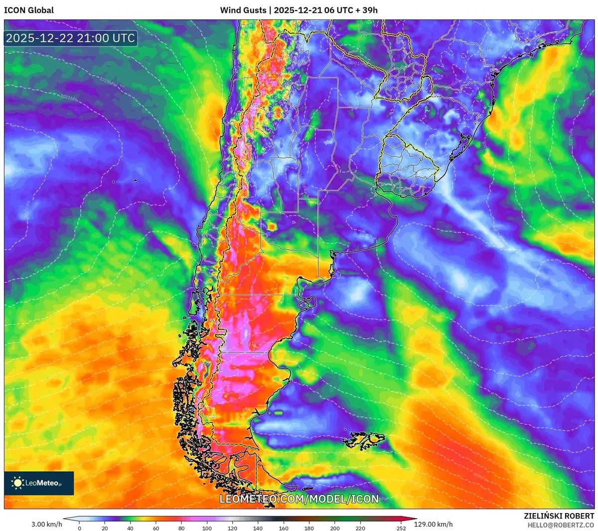 Ráfagas de viento fuertes el 22 de diciembre de 2025