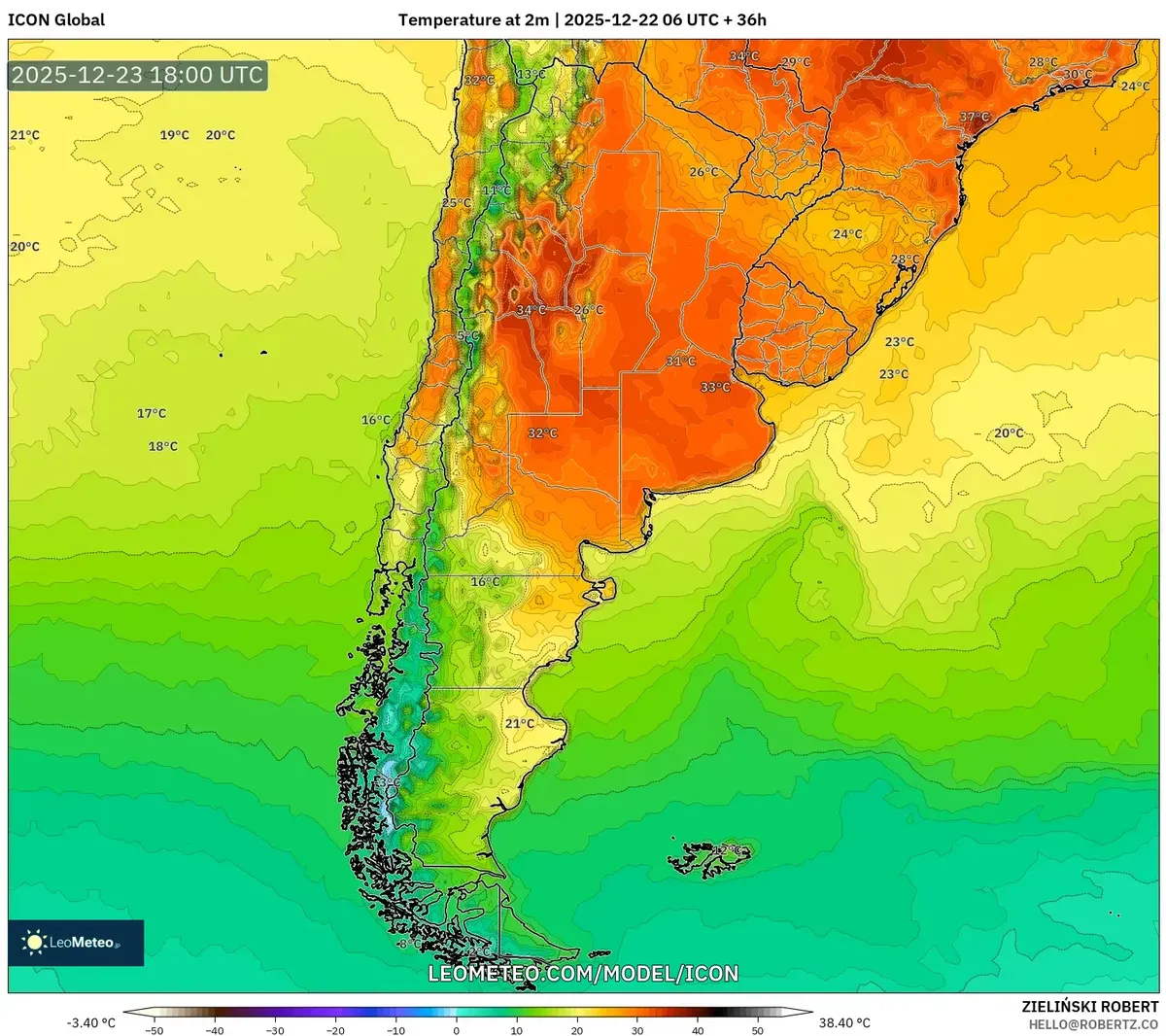 Argentina Heatwave Temperature Forecast Dec 23 2025