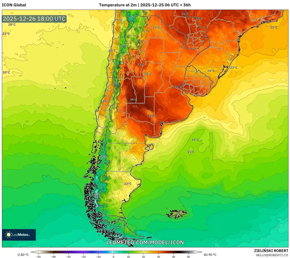 Mapa del clima de Argentina viernes 25 dic 2025 – Pronóstico de calor extremo y lluvia