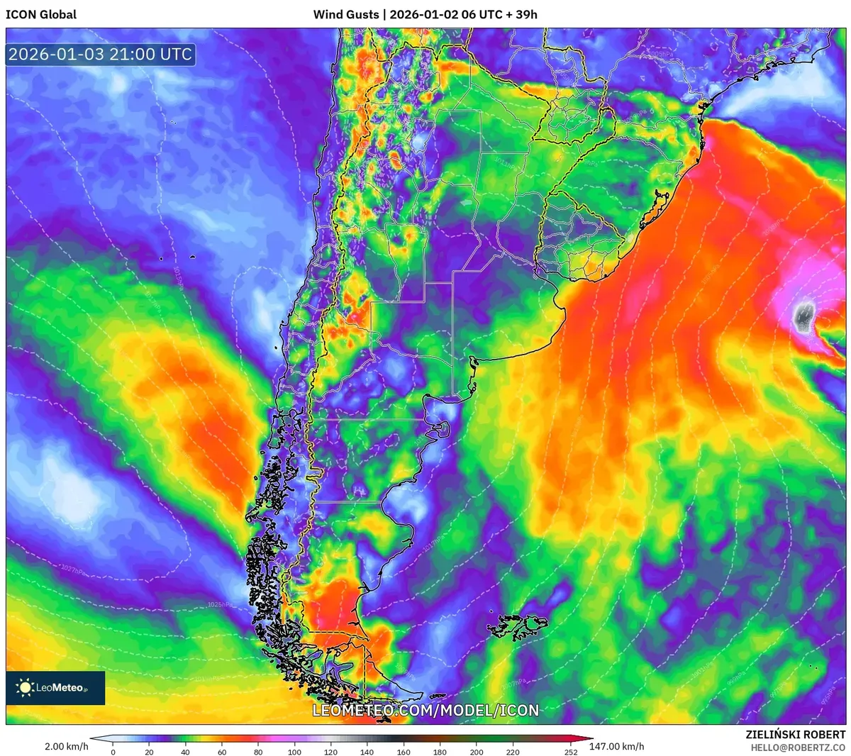 Ráfagas de viento desgarrando la costa este el 3 de enero de 2026