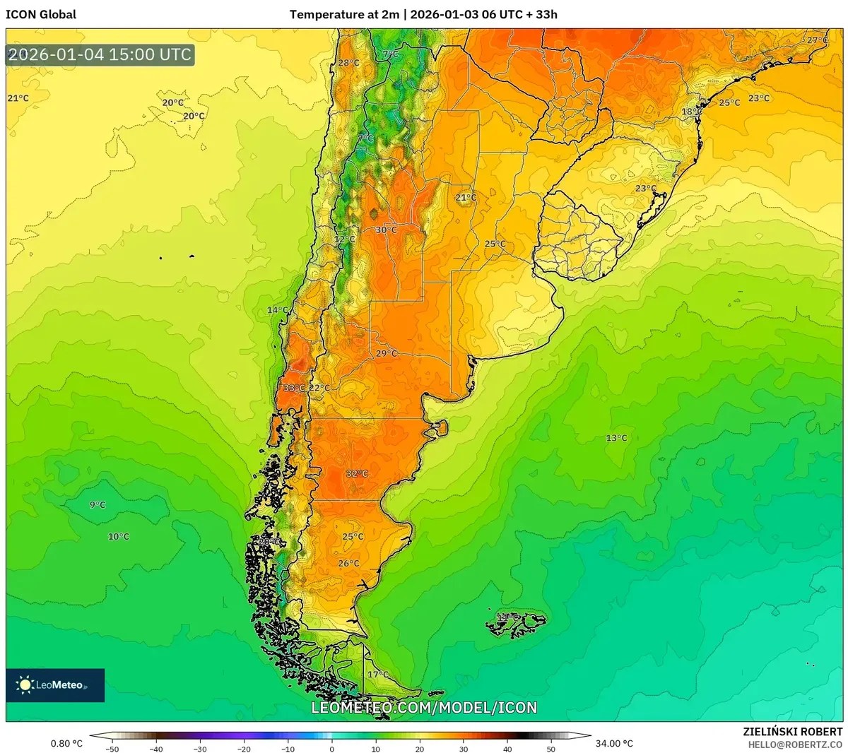 Temperaturas altas alrededor de Córdoba el 4 de enero de 2026