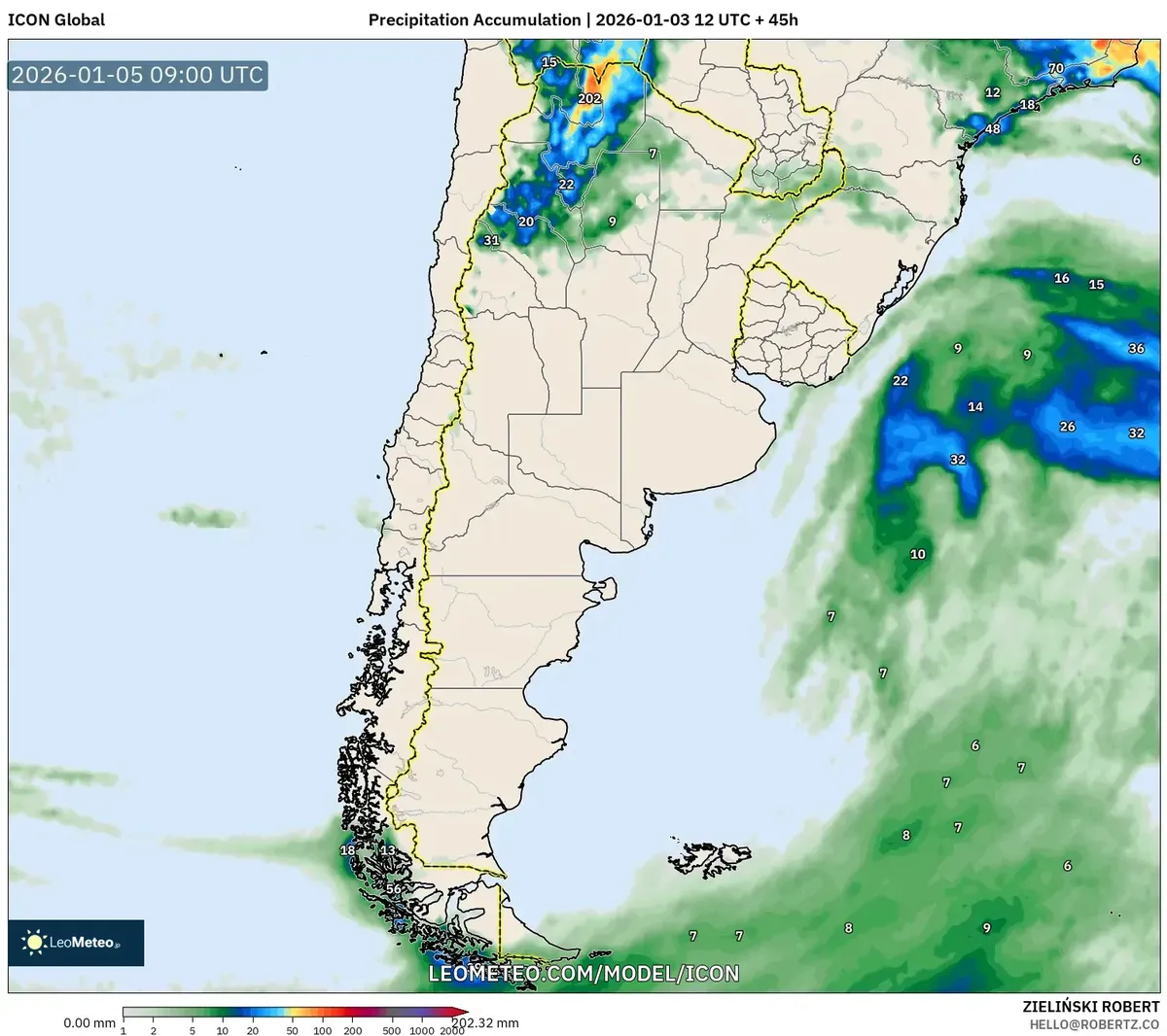 Precipitaciones en Salta el 5 de enero de 2026