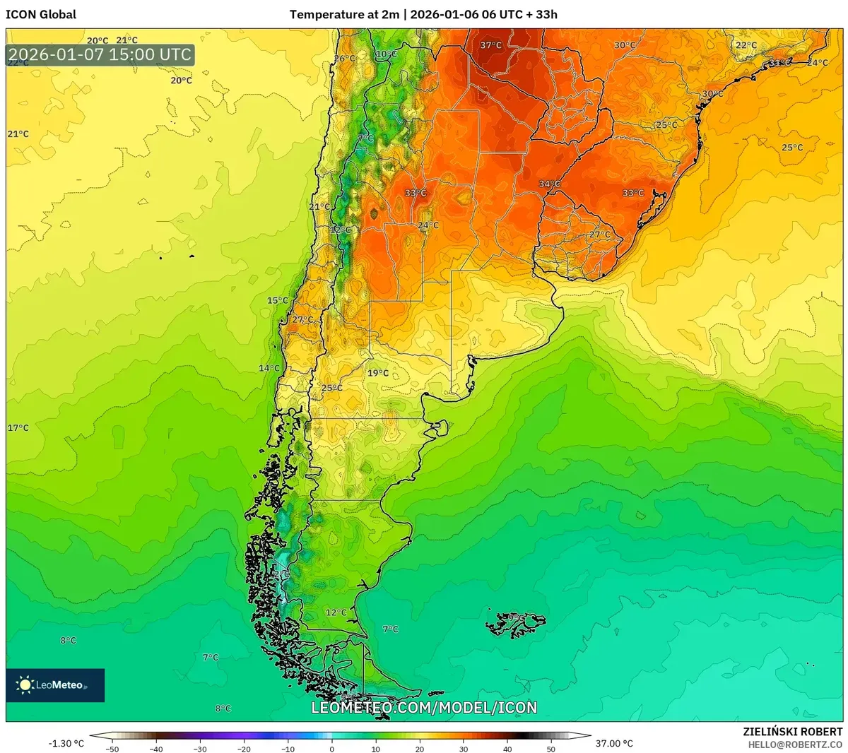 Calor Máximo en el Centro de Argentina – 7 de Enero de 2026