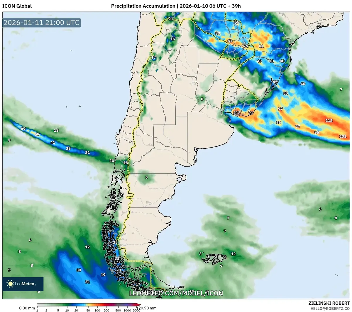 Acumulación de precipitación en Salta – 11 de enero de 2026