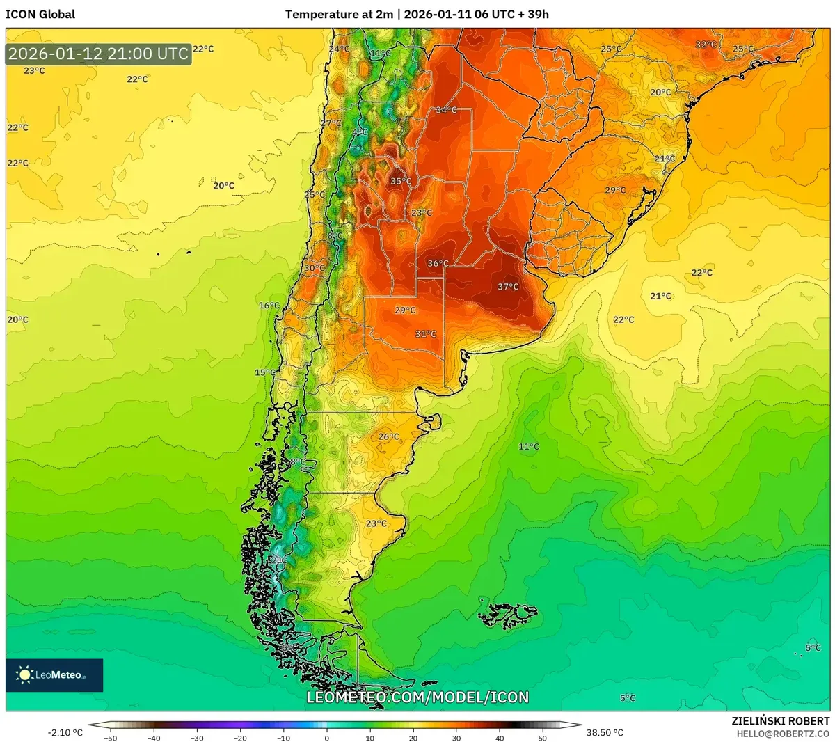 Anomalía de calor en el norte de Argentina – 12 de enero de 2026