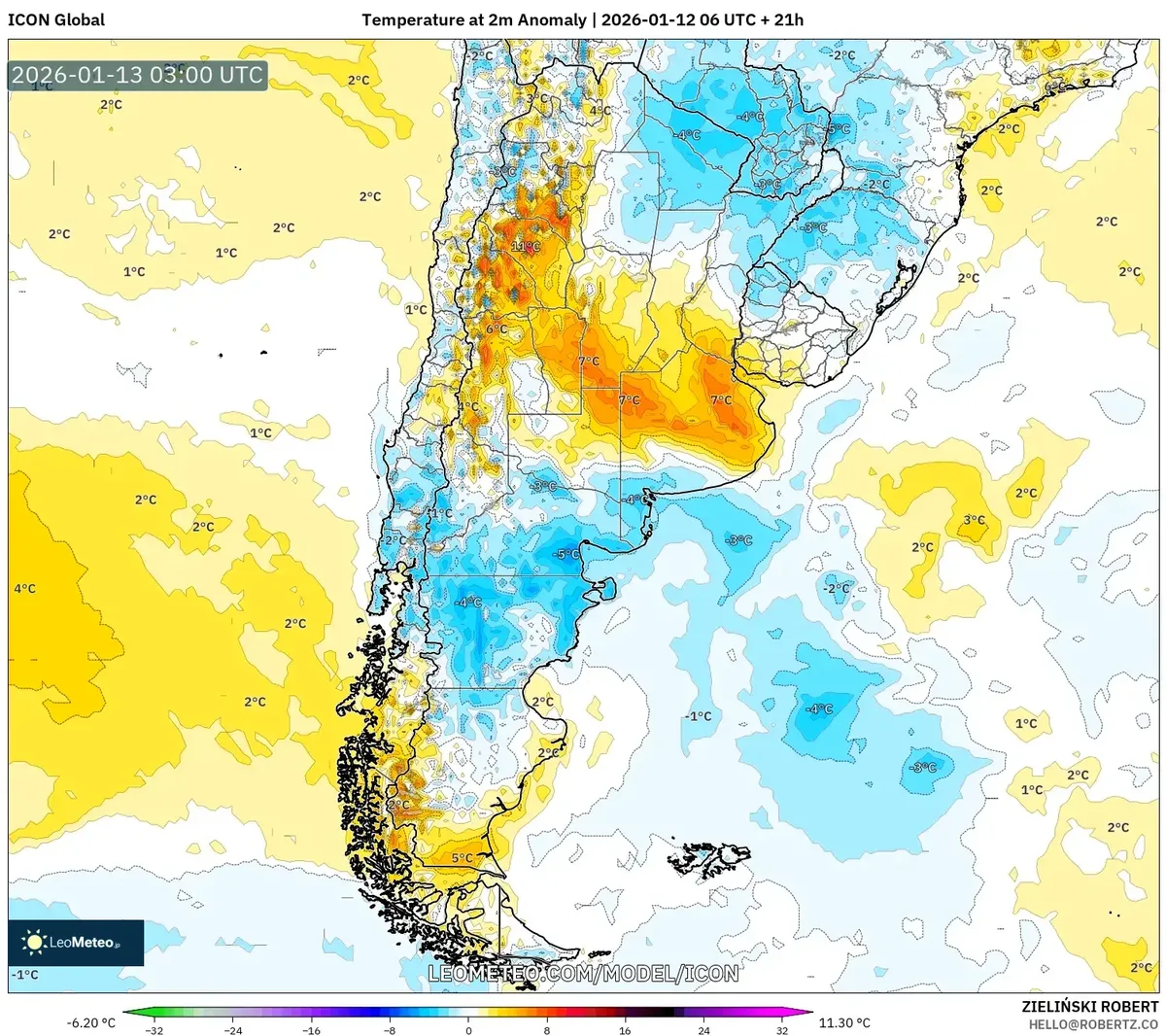 Anomalía de frío extremo en Ushuaia – 13 de enero de 2026
