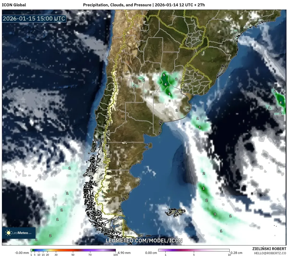 Lluvias intensas en el centro de Argentina - 15 de enero de 2026