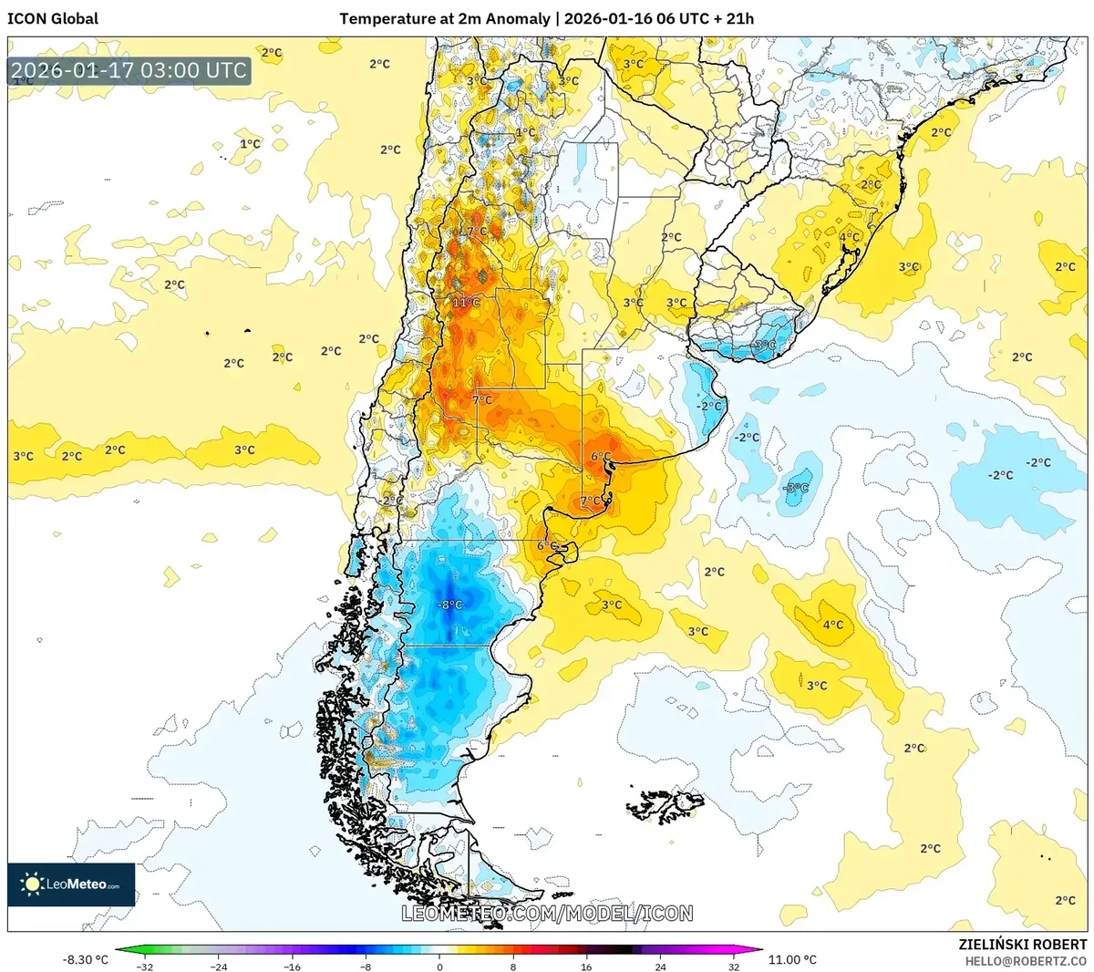 Anomalías de temperatura que destacan condiciones cálidas – 17 de enero de 2026