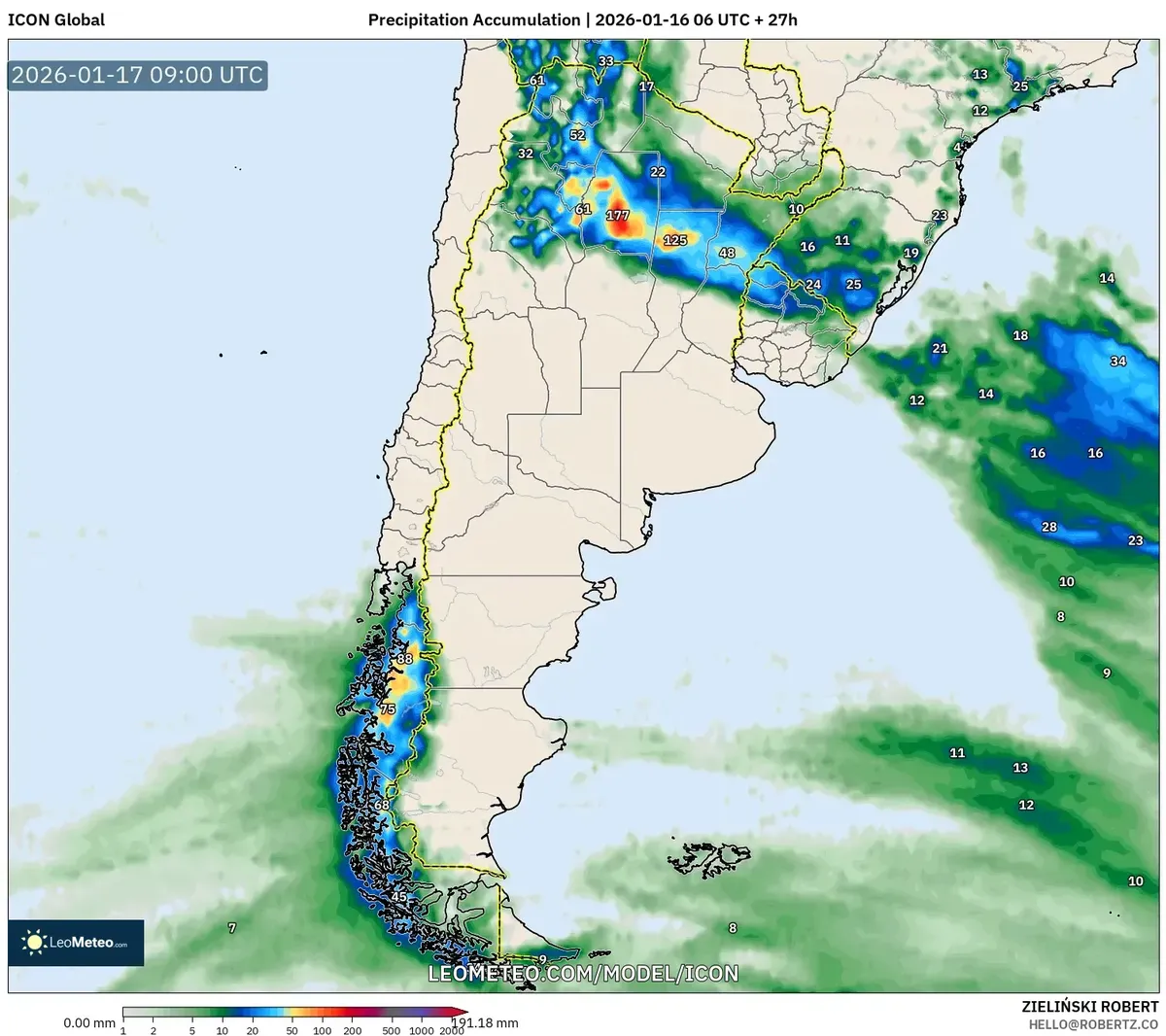 Lluvias intensas en el noroeste y regiones australes – 17 de enero de 2026
