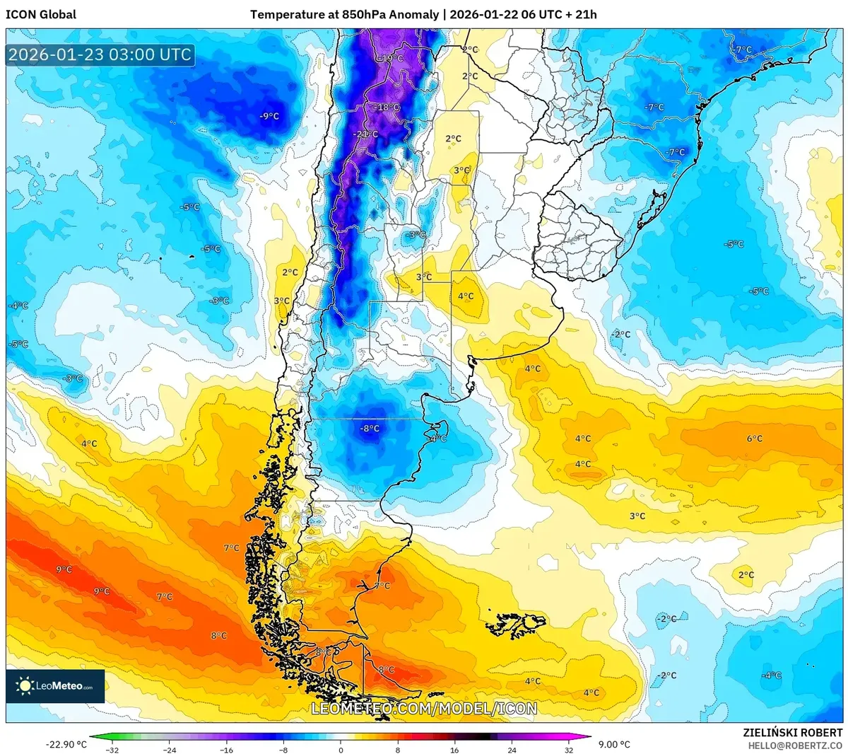 Frente Frío Acercándose a la Patagonia 23 de enero de 2026