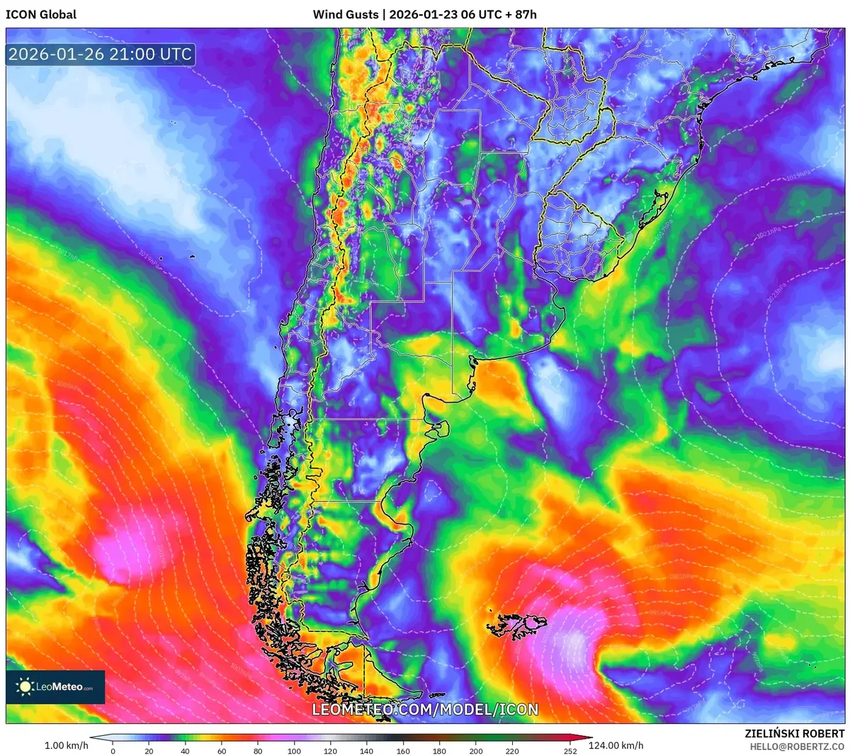 Fuertes ráfagas de viento a lo largo de la costa atlántica – 26 de enero de 2026