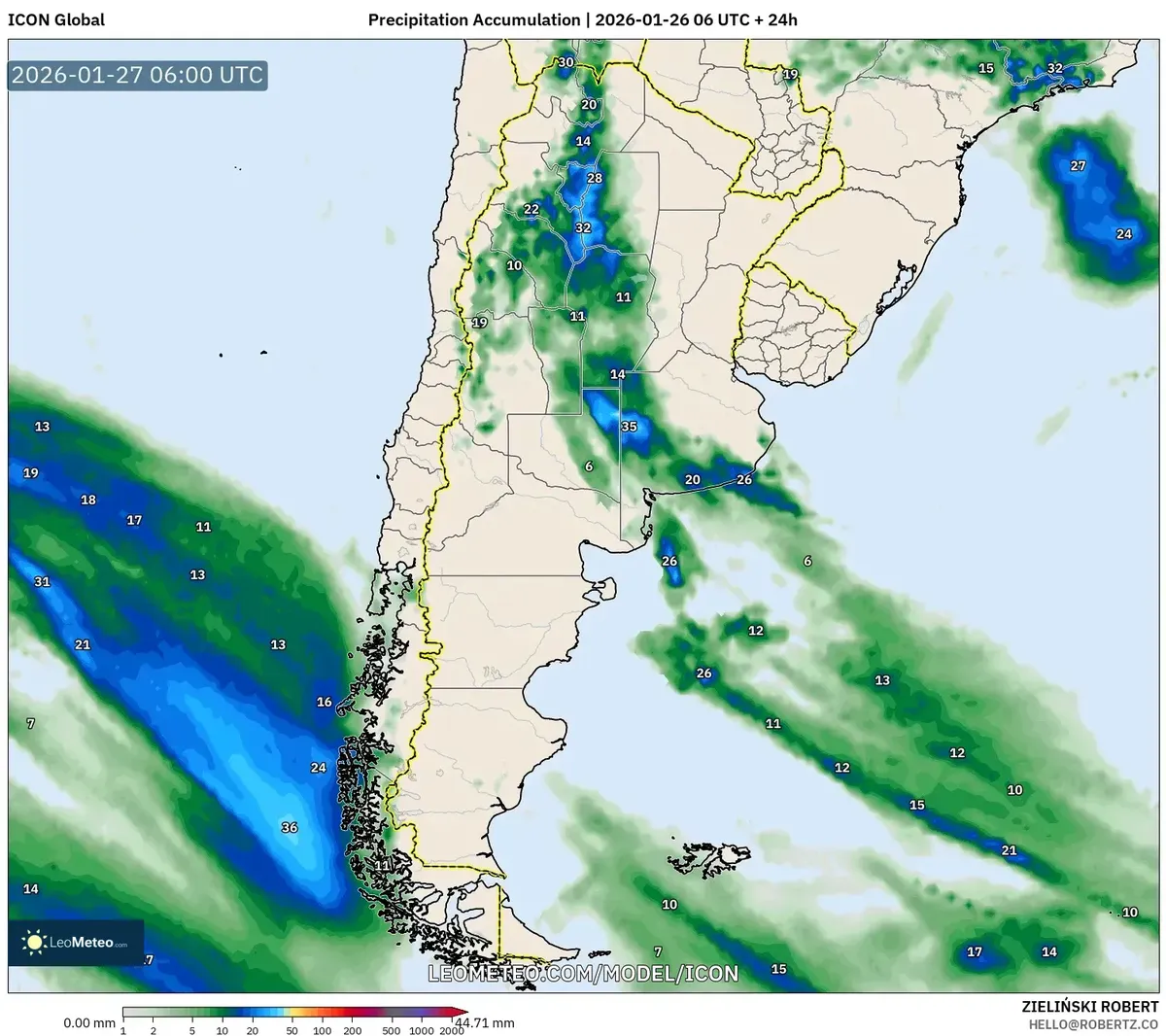 Lluvias significativas en el noroeste de Argentina el 27 de enero de 2026