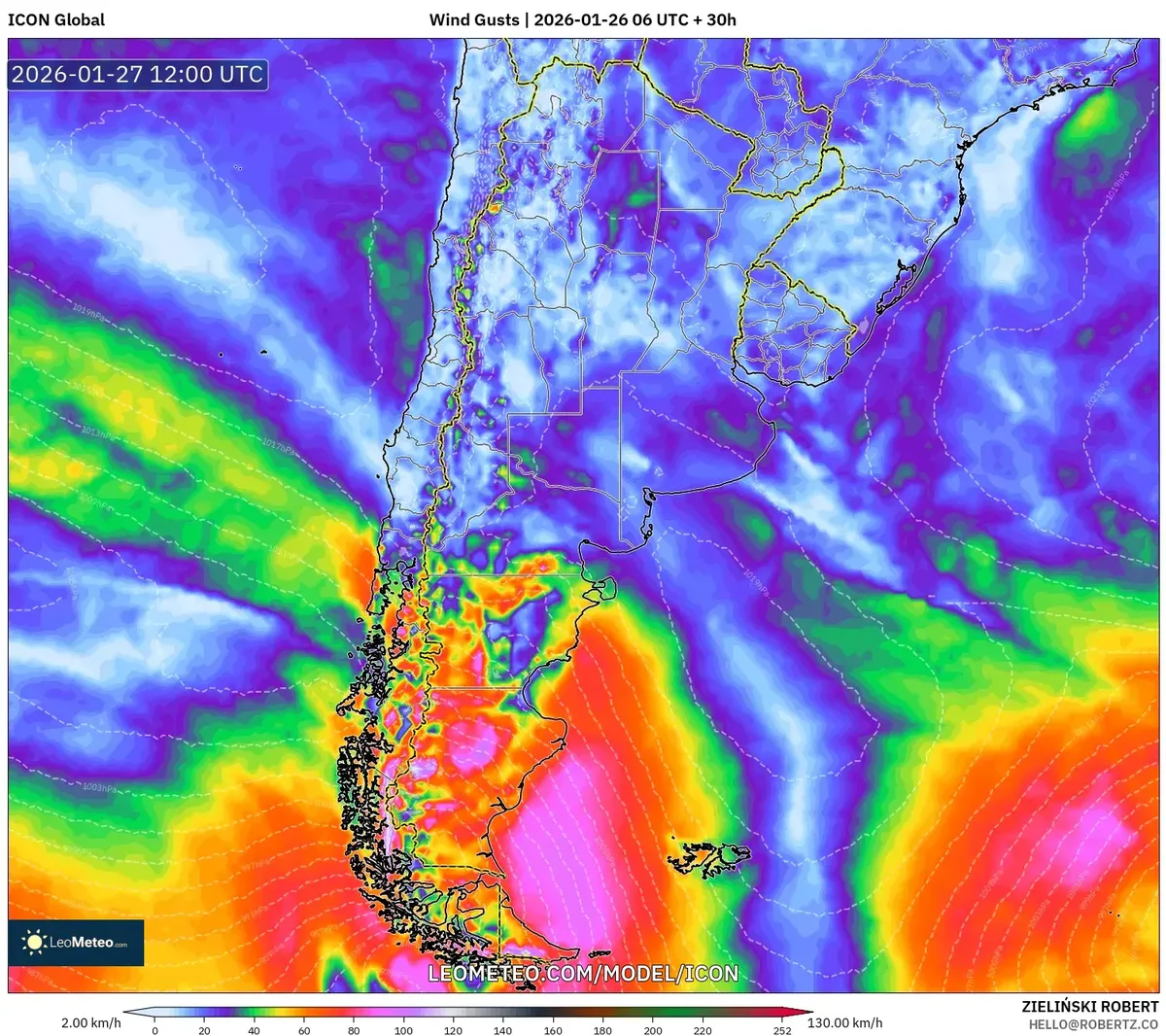 Ráfagas de viento fuertes en las regiones centrales el 27 de enero de 2026