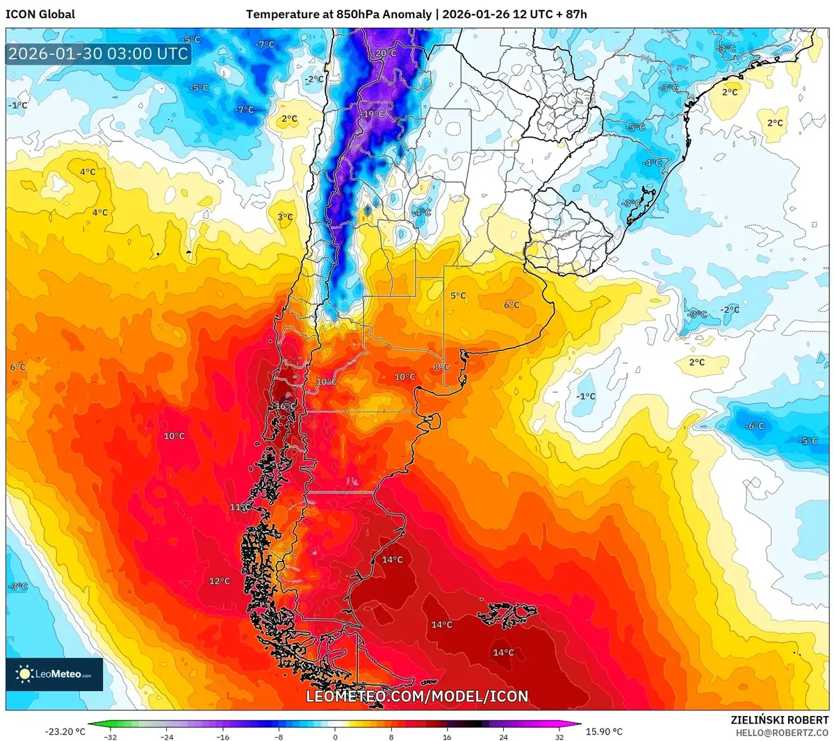 Anomalía de calor extremo el 30 de enero de 2026