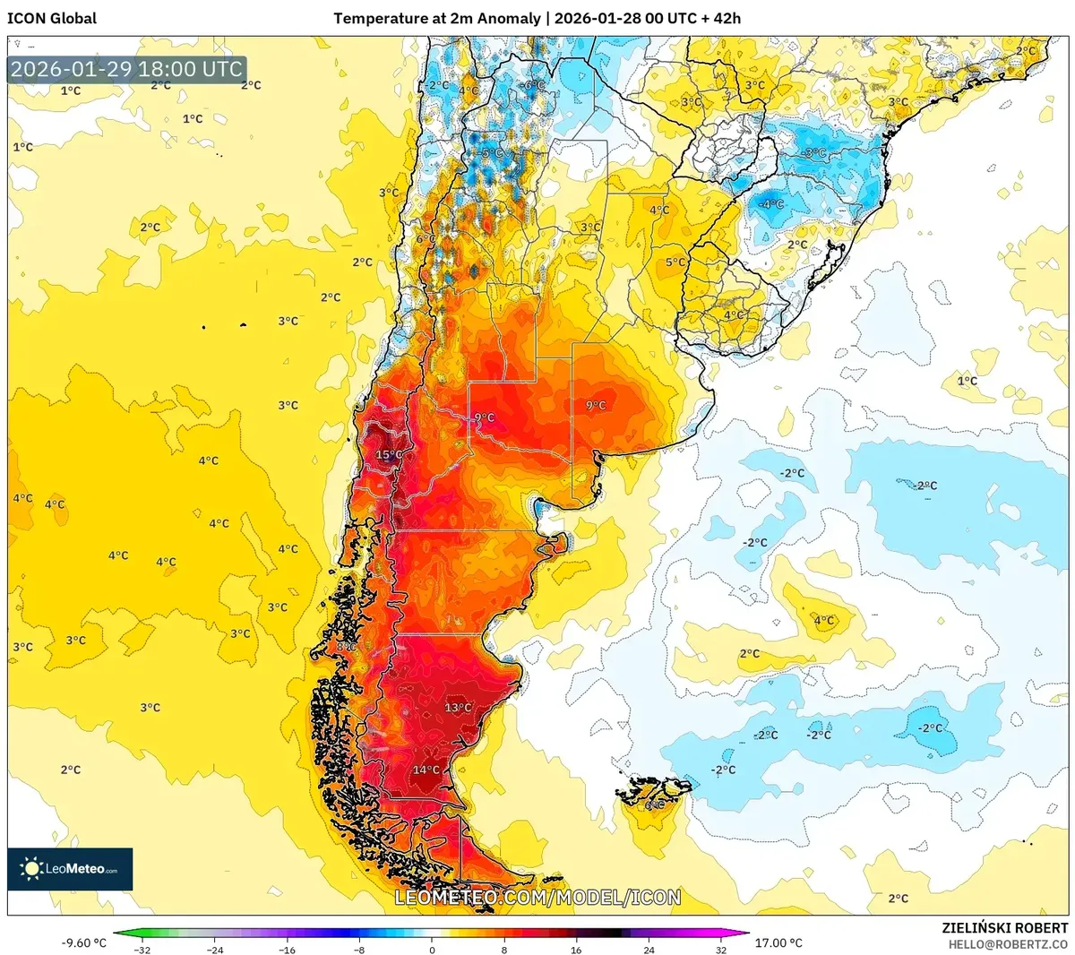 Pico de anomalía de temperatura en el norte el 29 de enero de 2026