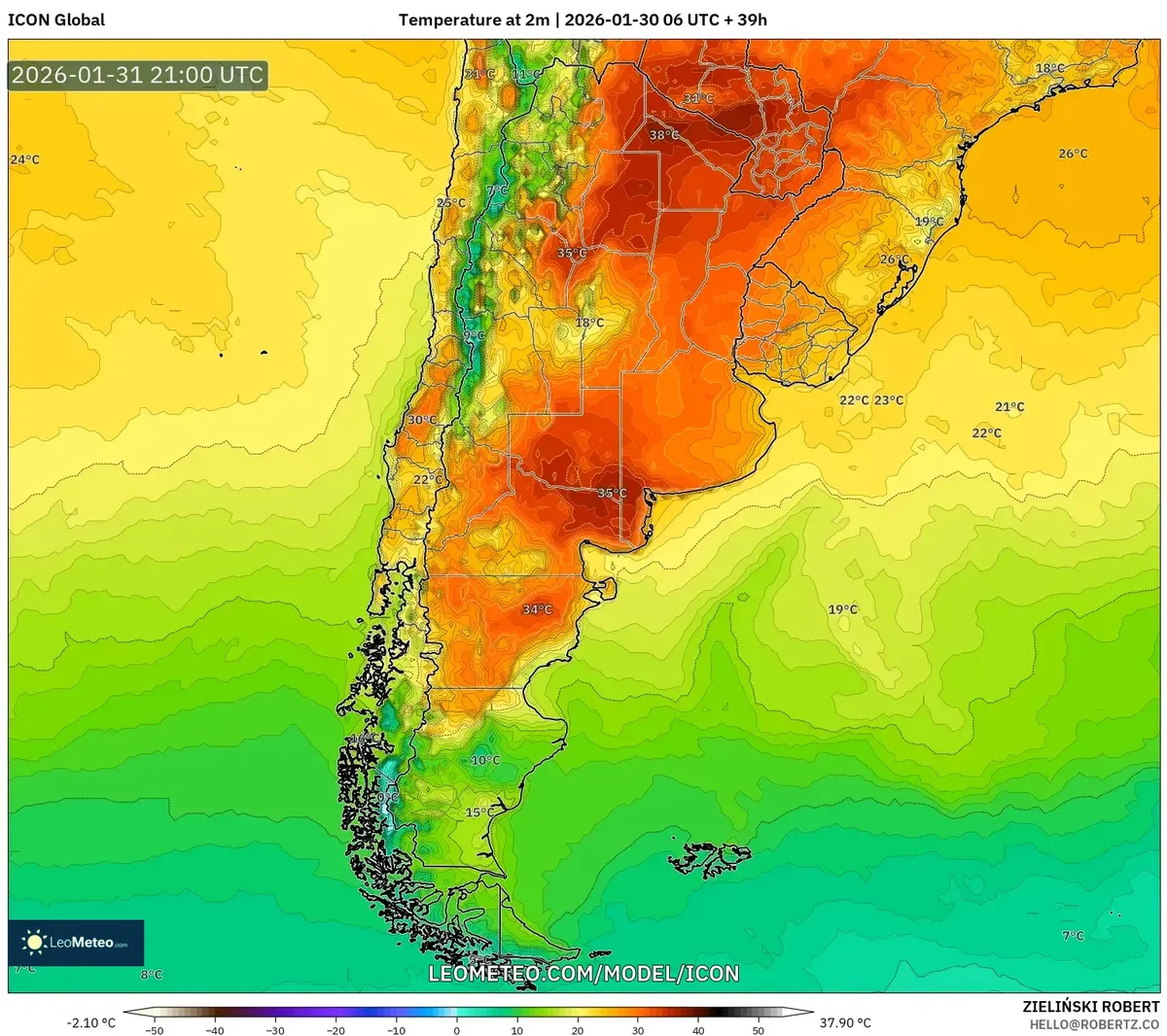 Temperatura máxima en Buenos Aires el 31 de enero de 2026