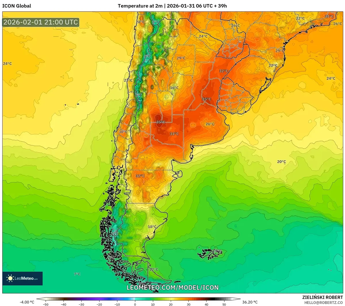 Máximo Calor en el Centro y Norte de Argentina el 1 de febrero de 2026