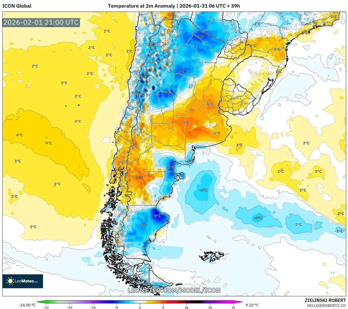 Anomalías de Temperatura en el Norte de Argentina el 1 de febrero de 2026