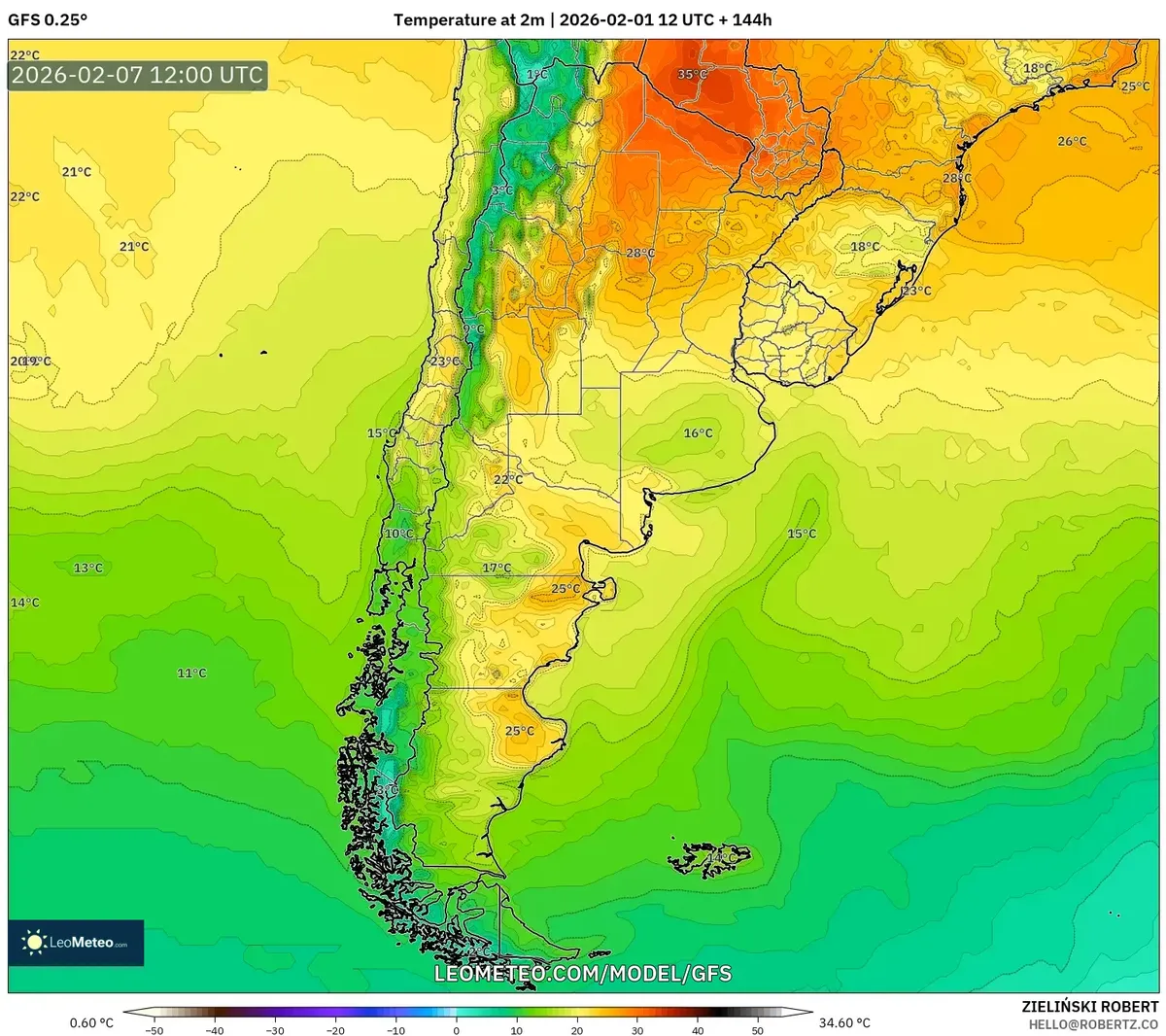 Temperaturas matinales en toda Argentina, 7 de febrero de 2026