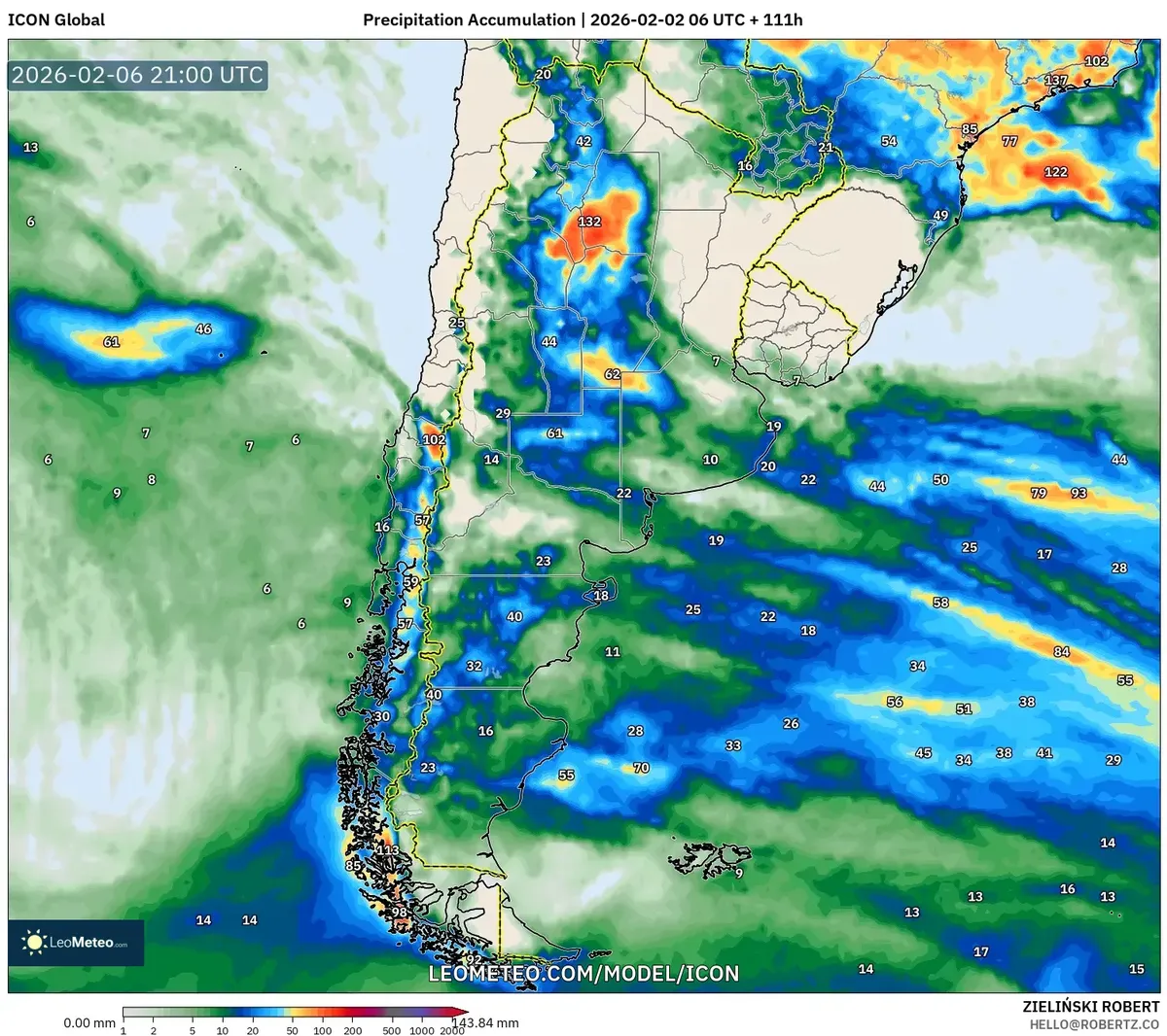 Precipitaciones significativas en el norte de Argentina el 6 de febrero de 2026