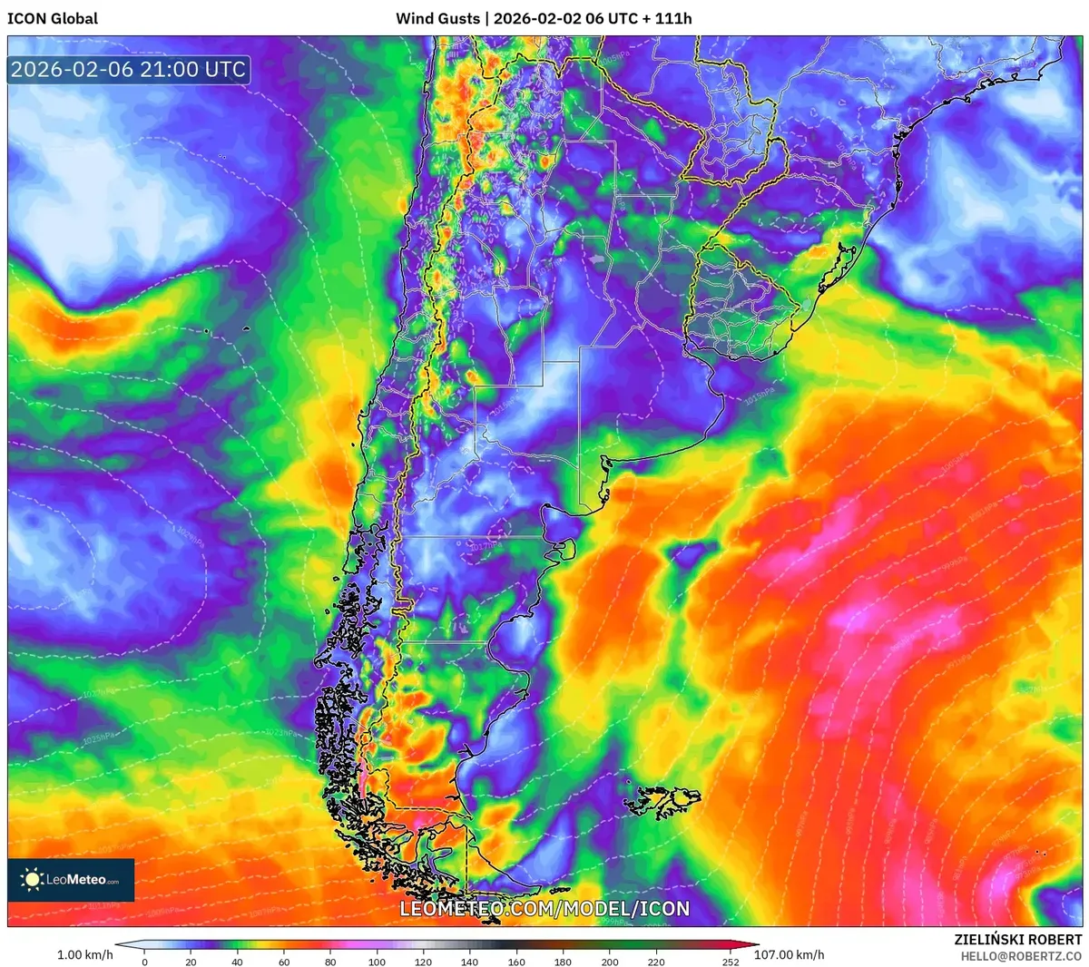 Fuertes vientos costeros en el este de Argentina el 6 de febrero de 2026