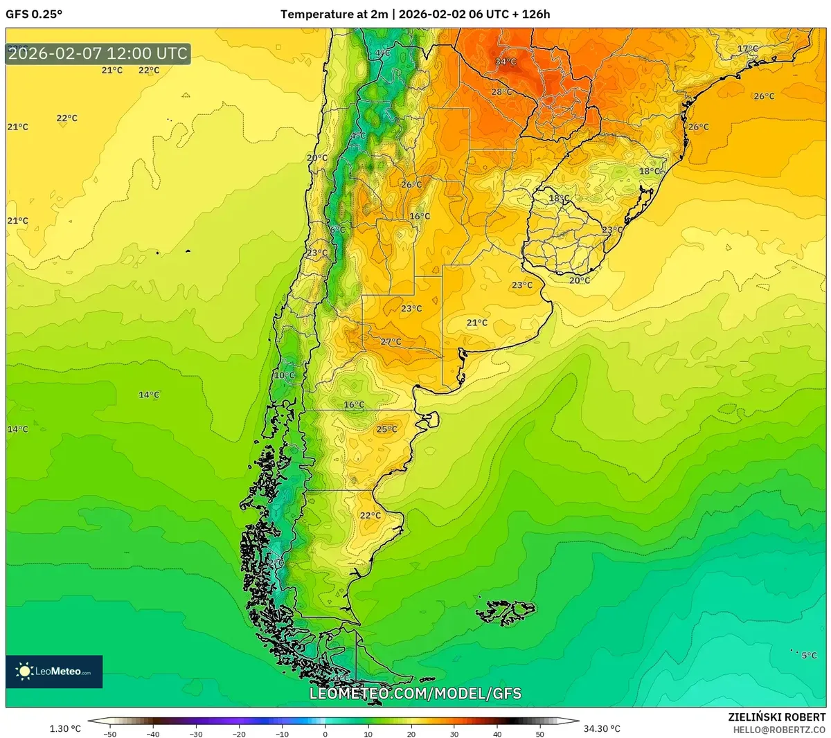 Temperaturas templadas al mediodía en el centro de Argentina el 7 de febrero de 2026
