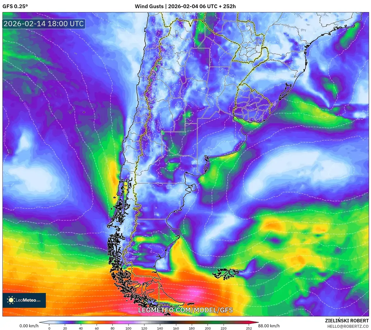 Vientos costeros fuertes hacia la noche del 14 de febrero de 2026