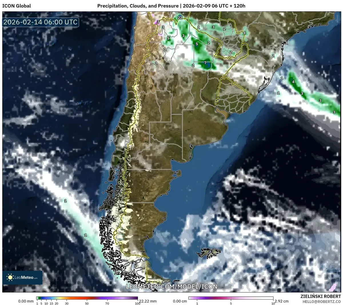 Pronóstico de lluvias intensas para el noroeste argentino el 14 de febrero de 2026