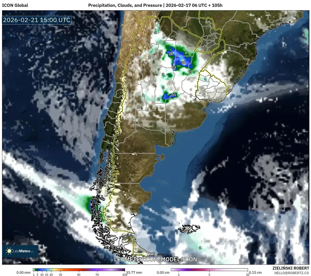 Chaparrones matinales en la región pampeana el 21 de febrero de 2026