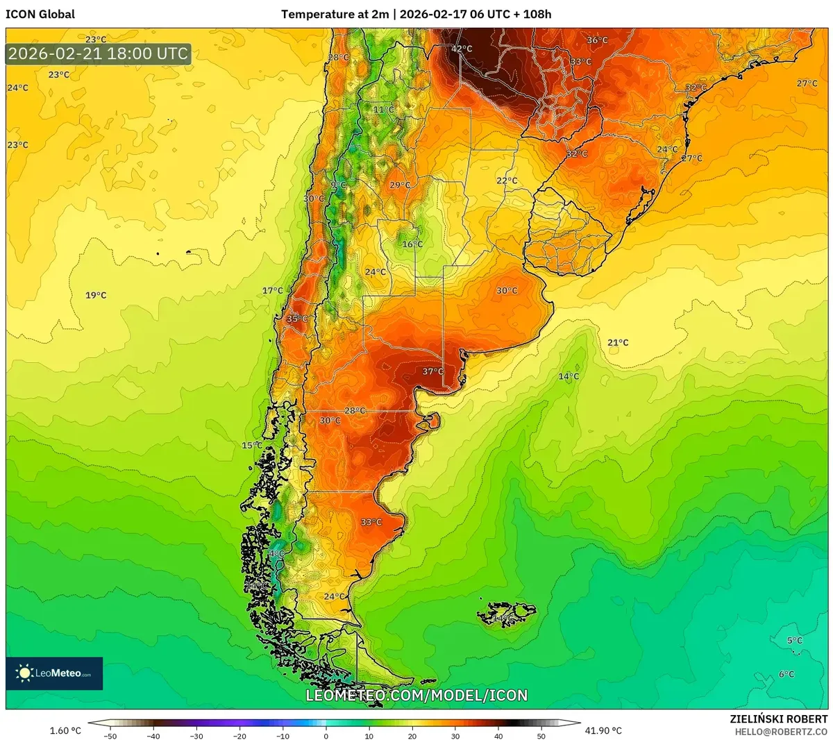 Pico de temperatura vespertina en Mendoza el 21 de febrero de 2026