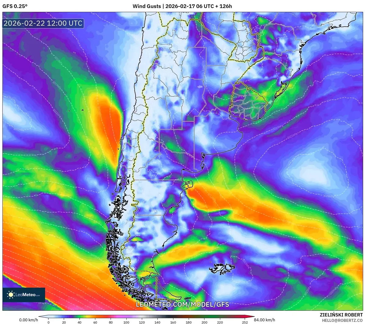 Ráfagas de viento moderadas sobre la Pampa el 22 de febrero de 2026