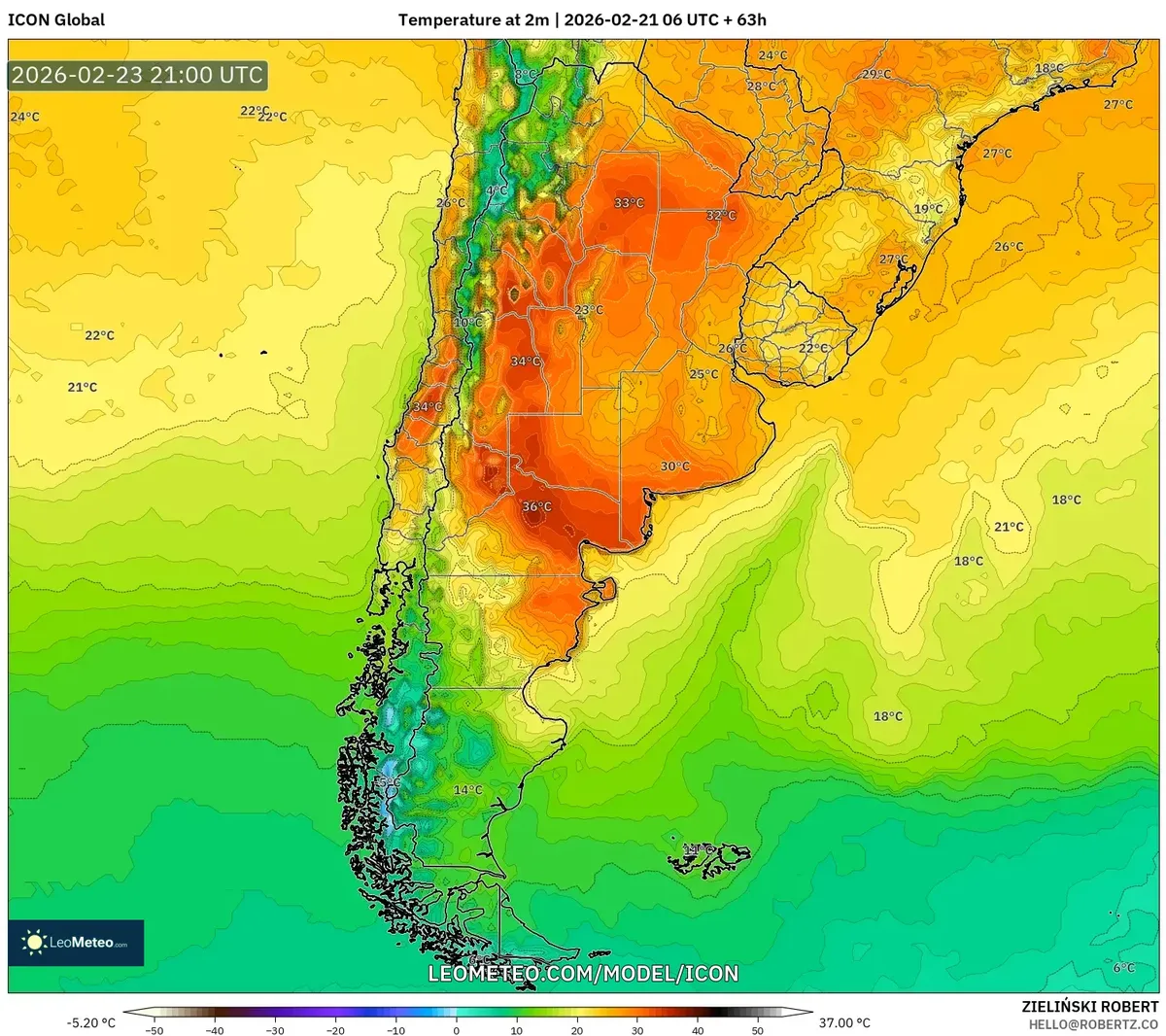 Calor abrasador con máximas de 36°C en Córdoba el 23 de febrero de 2026