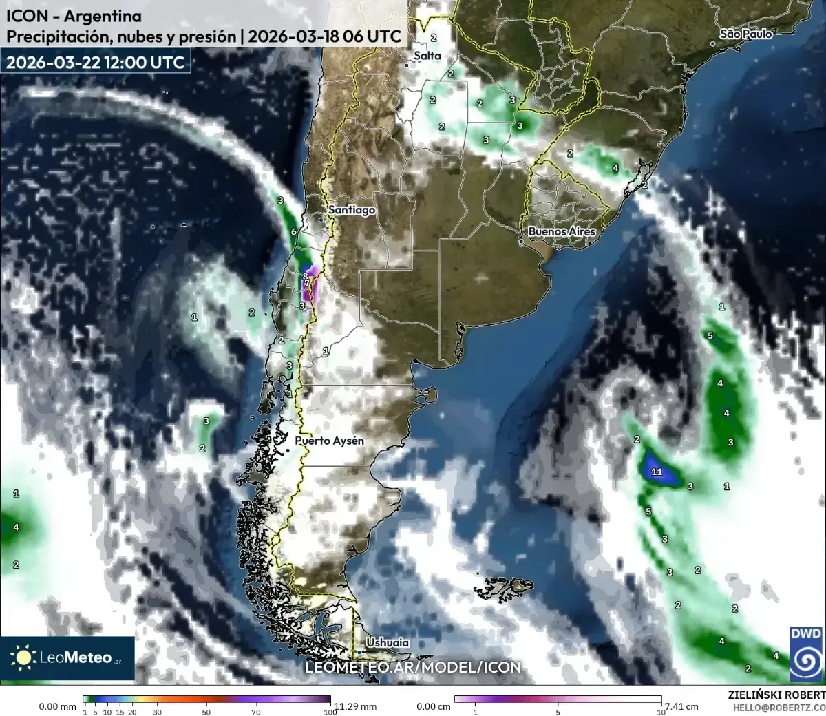 Cielo nublado en el noroeste argentino, 22 de marzo de 2026 (ICON)
