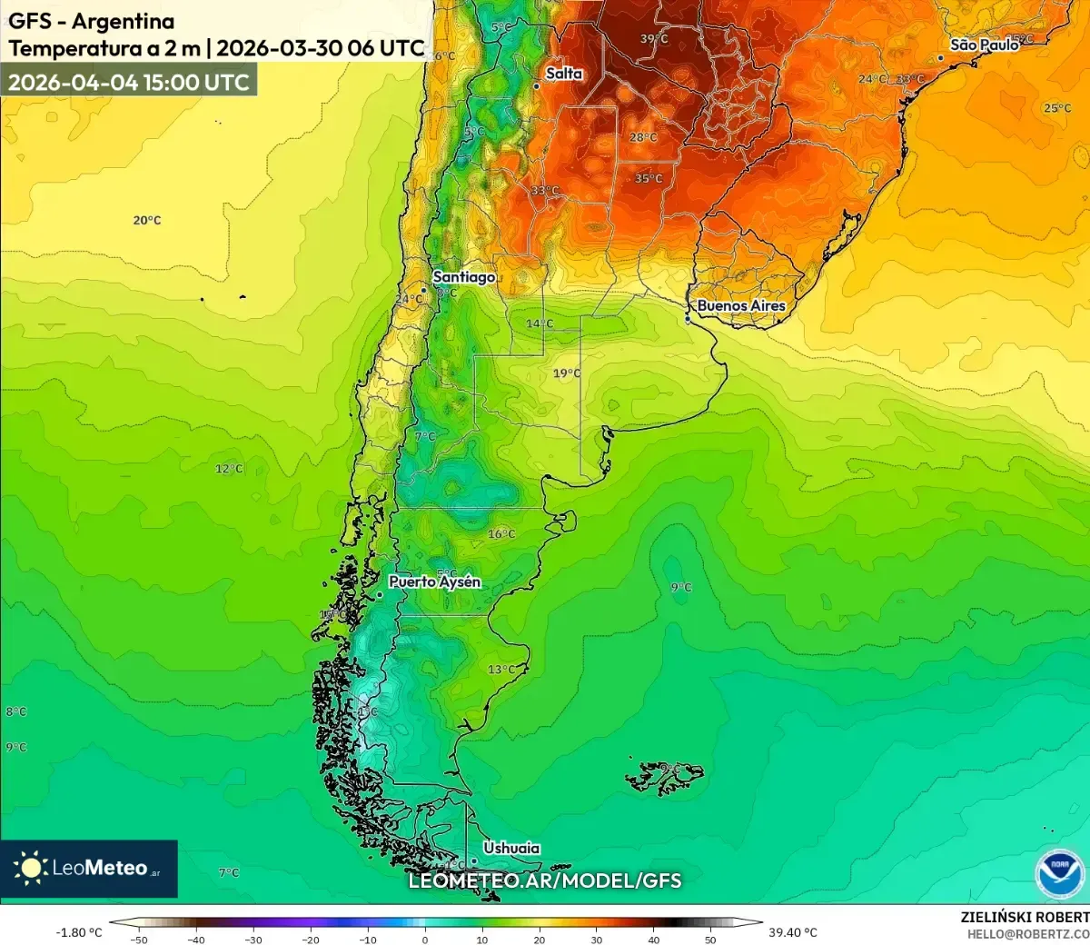 Tardes cálidas en el centro de Argentina, 4 de abril de 2026 (ICON)
