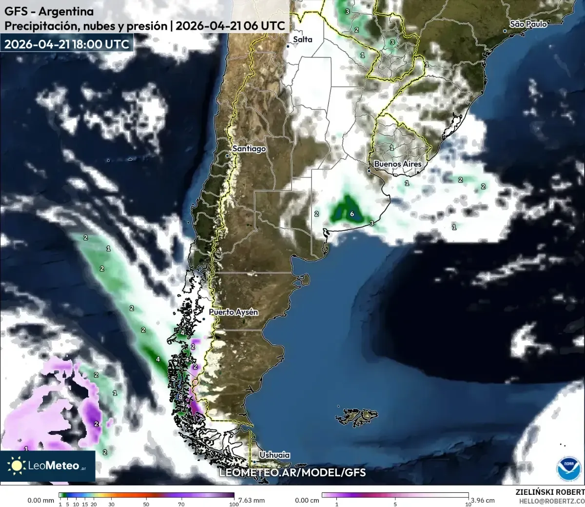 Lluvias moderadas afectan a Buenos Aires el 26 de abril de 2026 (ICON)