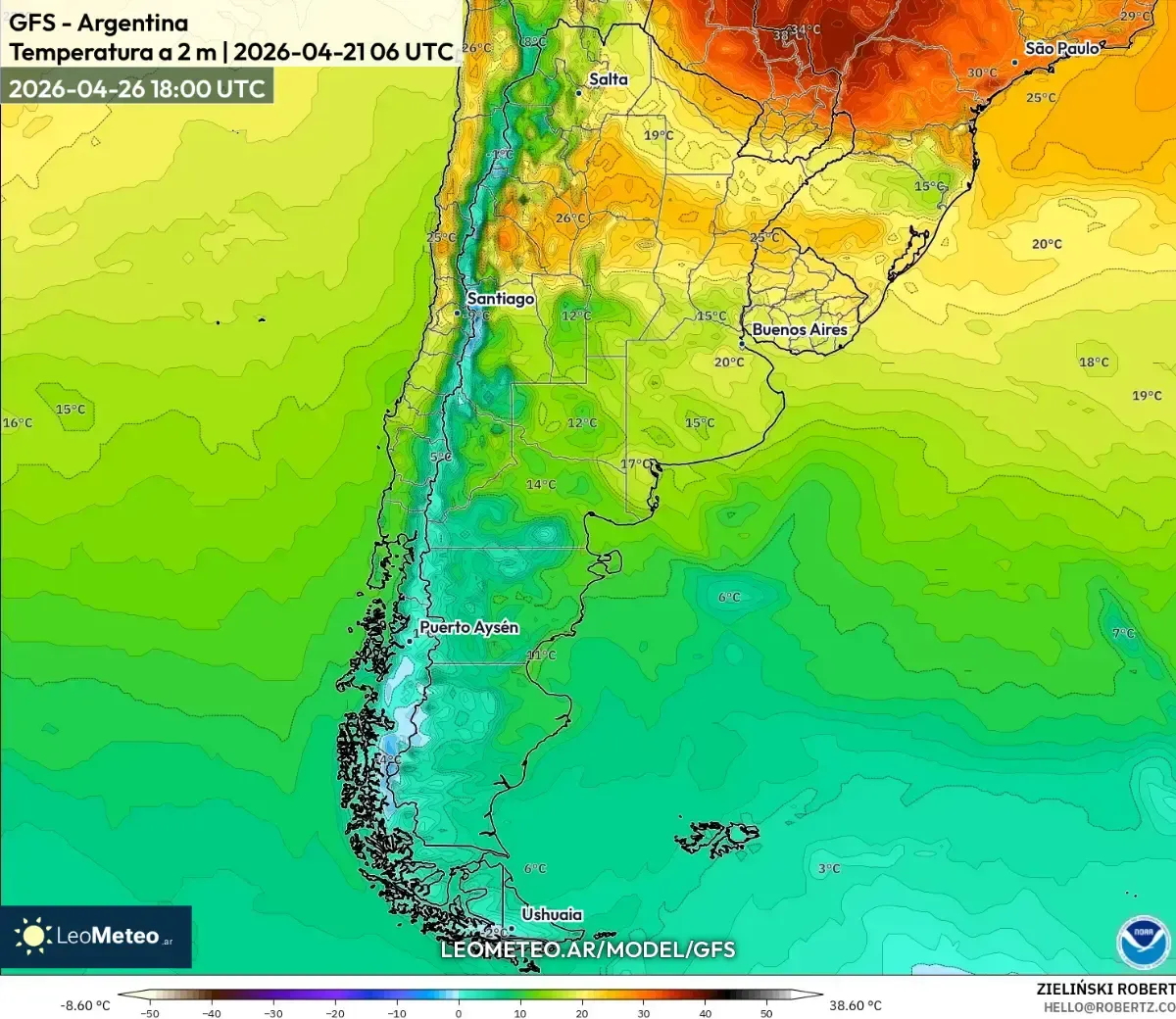 Las máximas vespertinas alcanzan los 25°C en Córdoba el 26 de abril de 2026 (ICON)