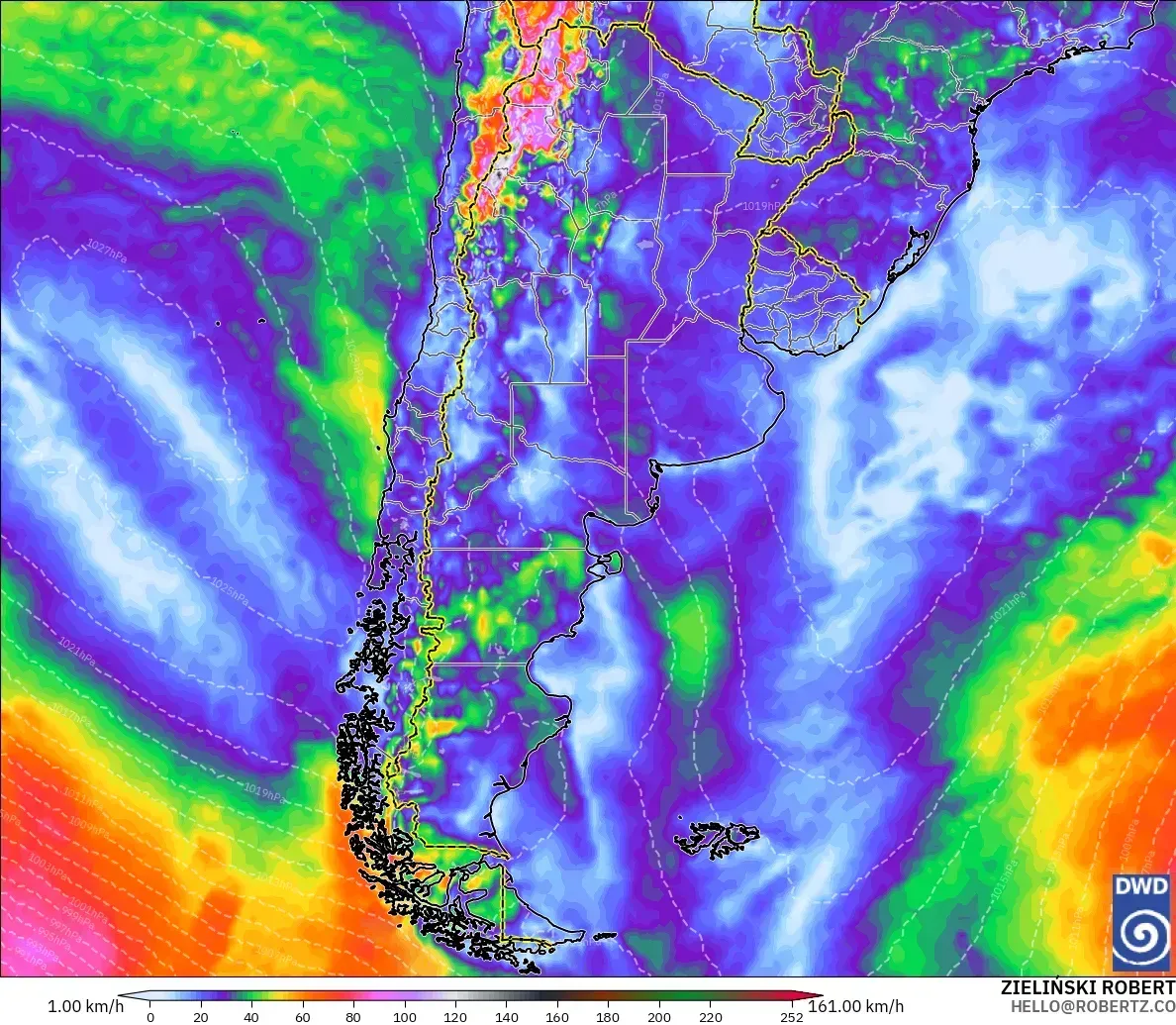 Ráfagas de hasta 89 km/h en toda Argentina, martes 27 de octubre de 2026. Modelo ICON