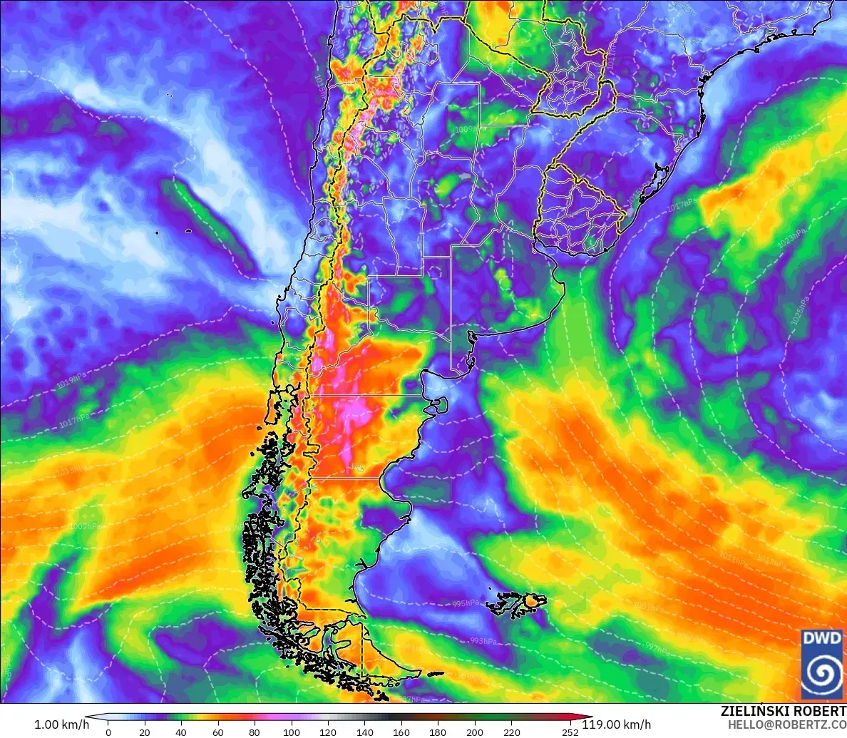 Ráfagas de hasta 89 km/h en toda Argentina, domingo 1 de noviembre de 2026. Modelo ICON